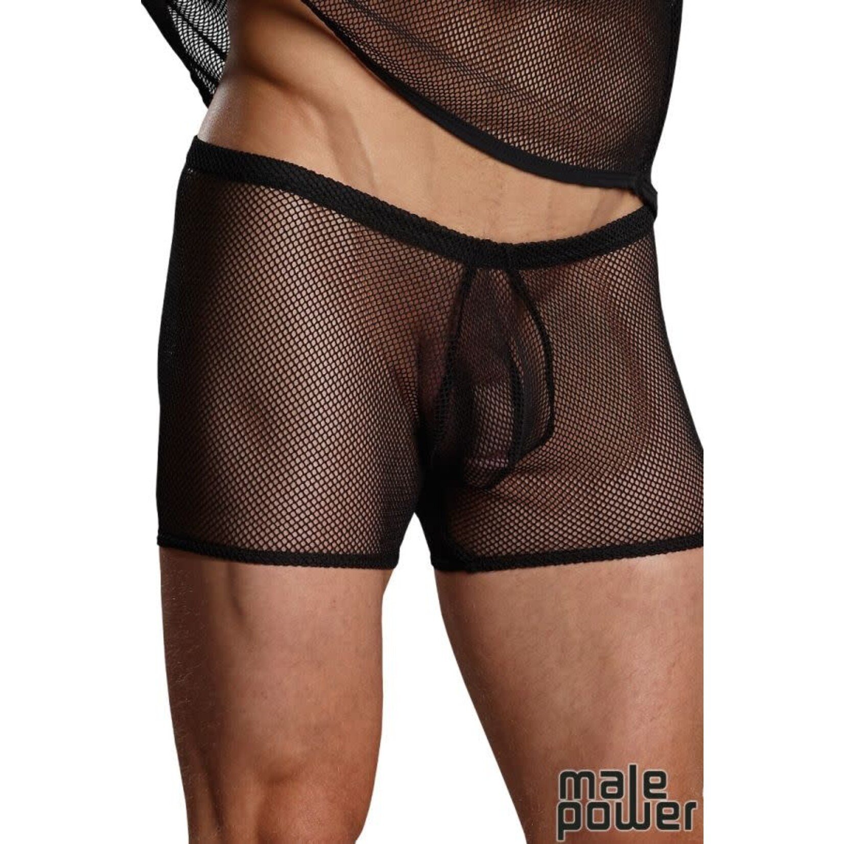 MALE POWER MALE POWER -  STRETCH NET POUCH SHORT BLACK L