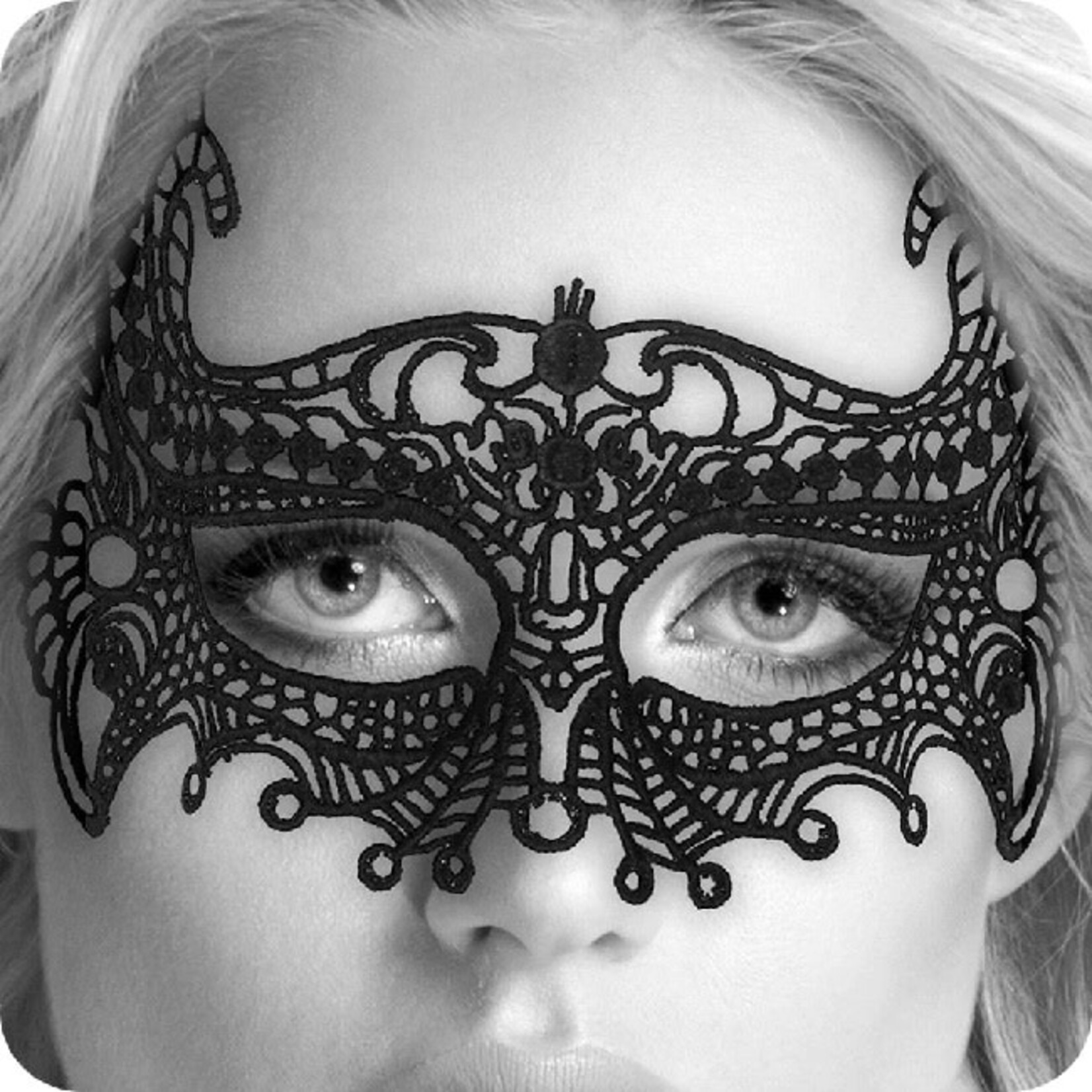 OUCH! OUCH! BLACK & WHITE LACE EMPRESS EYE-MASK