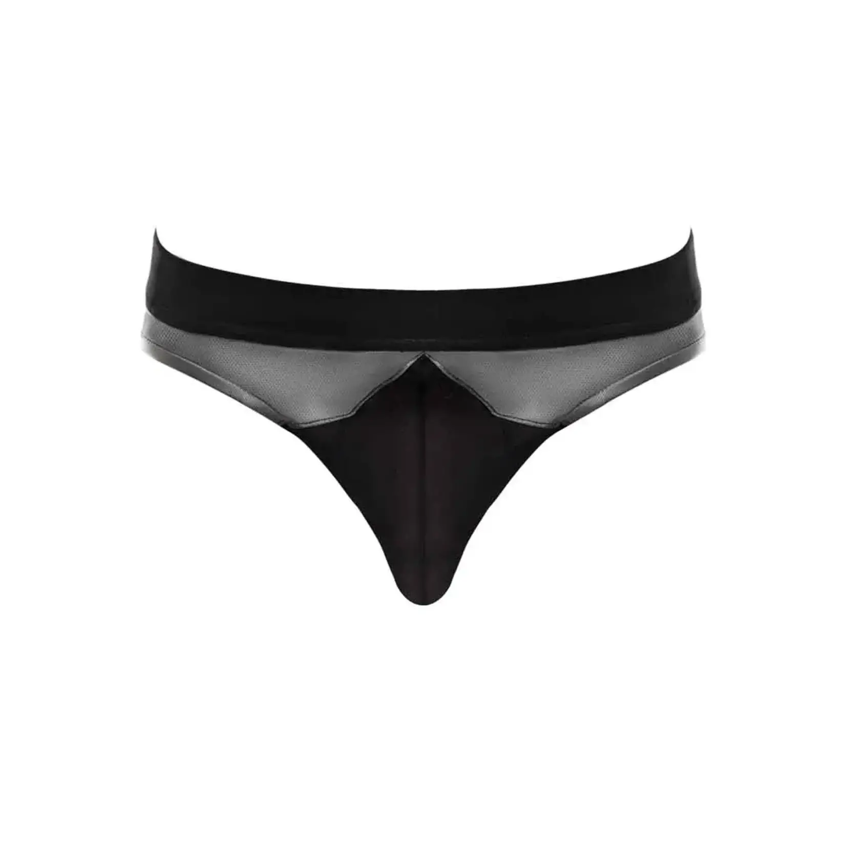 MALE POWER MALE POWER -  IRON CLAD THONG GREY-BLACK S/M