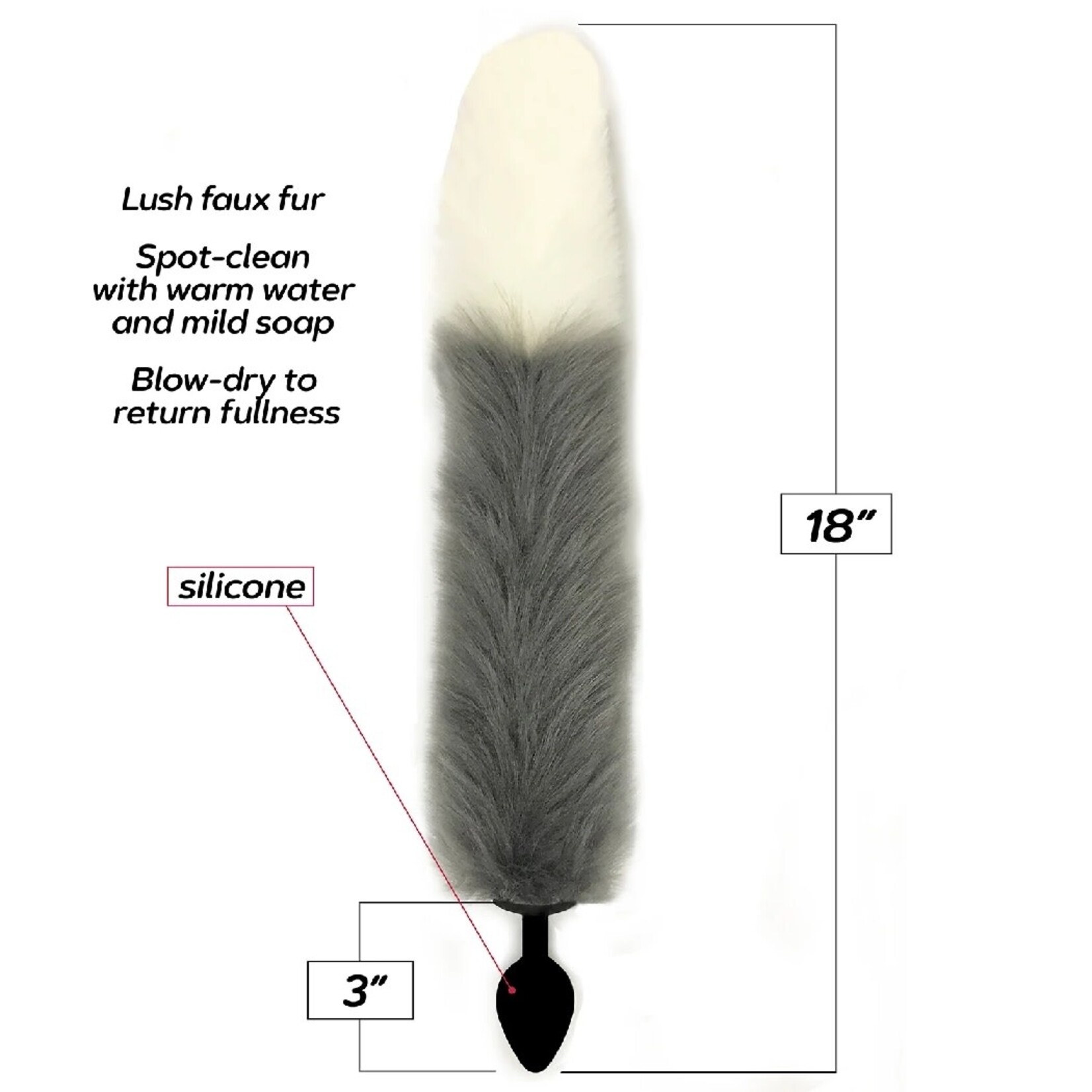 FOXY FOX TAIL SILICONE BUTT PLUG GREY