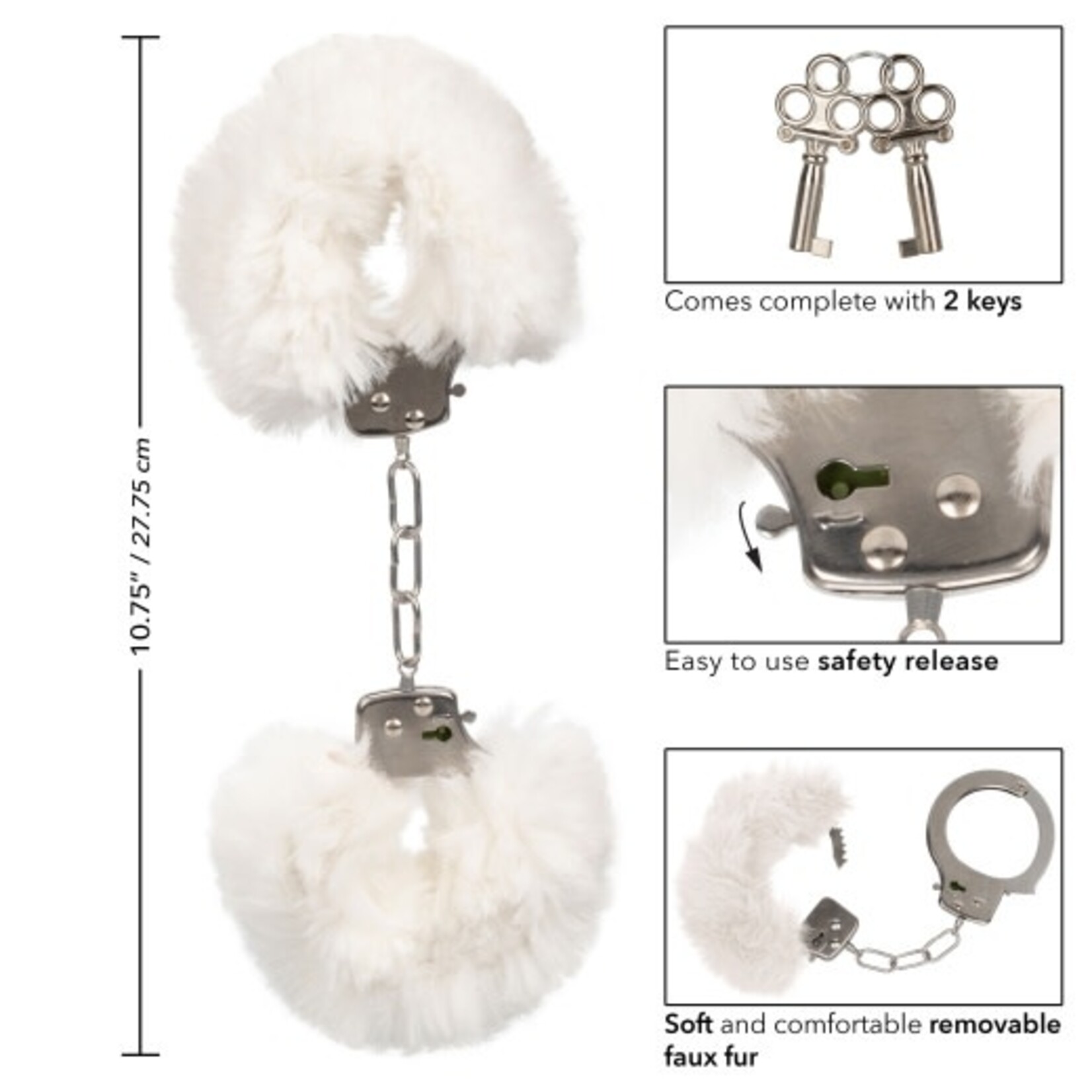 CALEXOTICS ULTRA FLUFFY FURRY CUFFS - WHITE