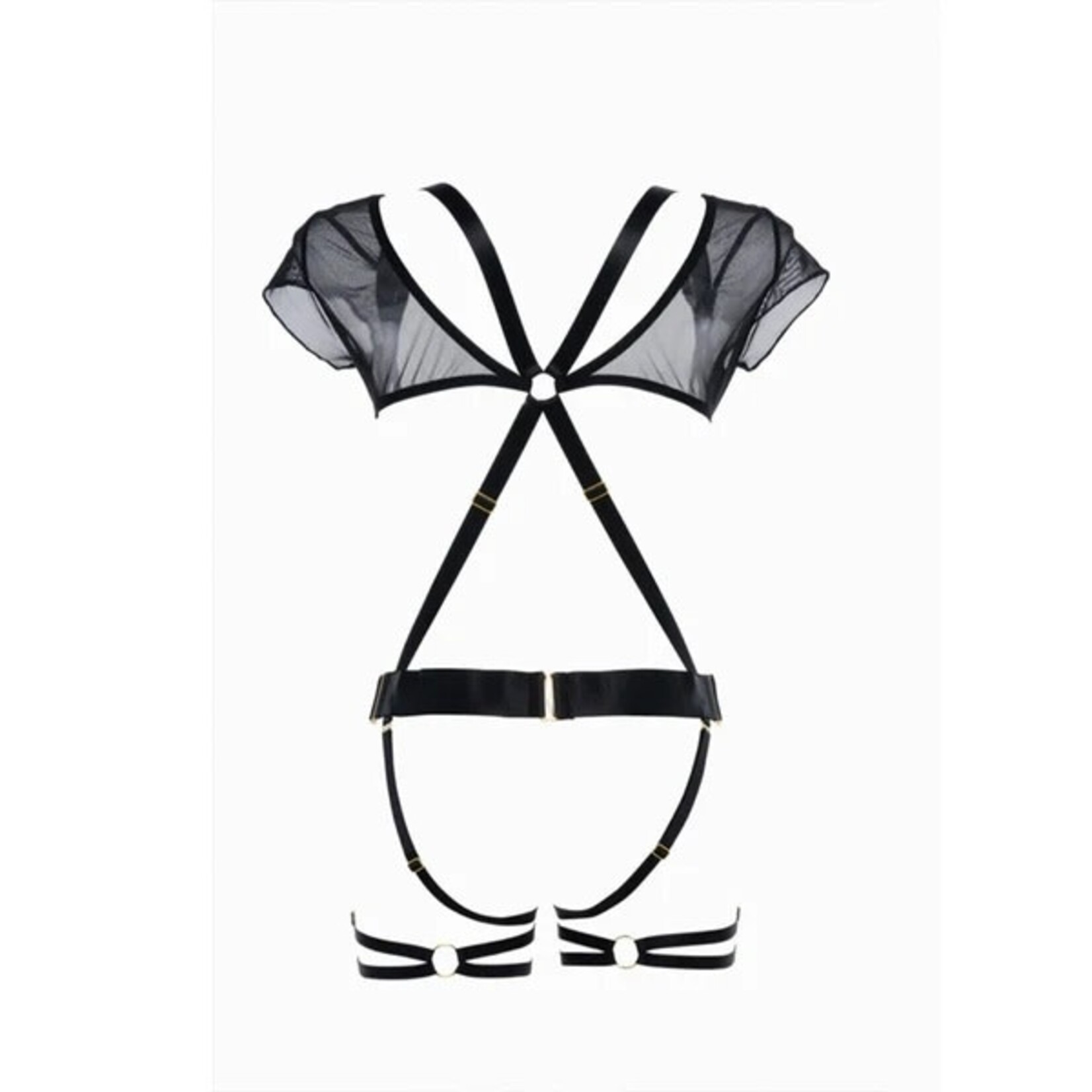 ALLURE ADORE BY ALLURE - ST. TROPEZ BABE - SUSPENDER HARNESS TEDDY - BLACK - OS