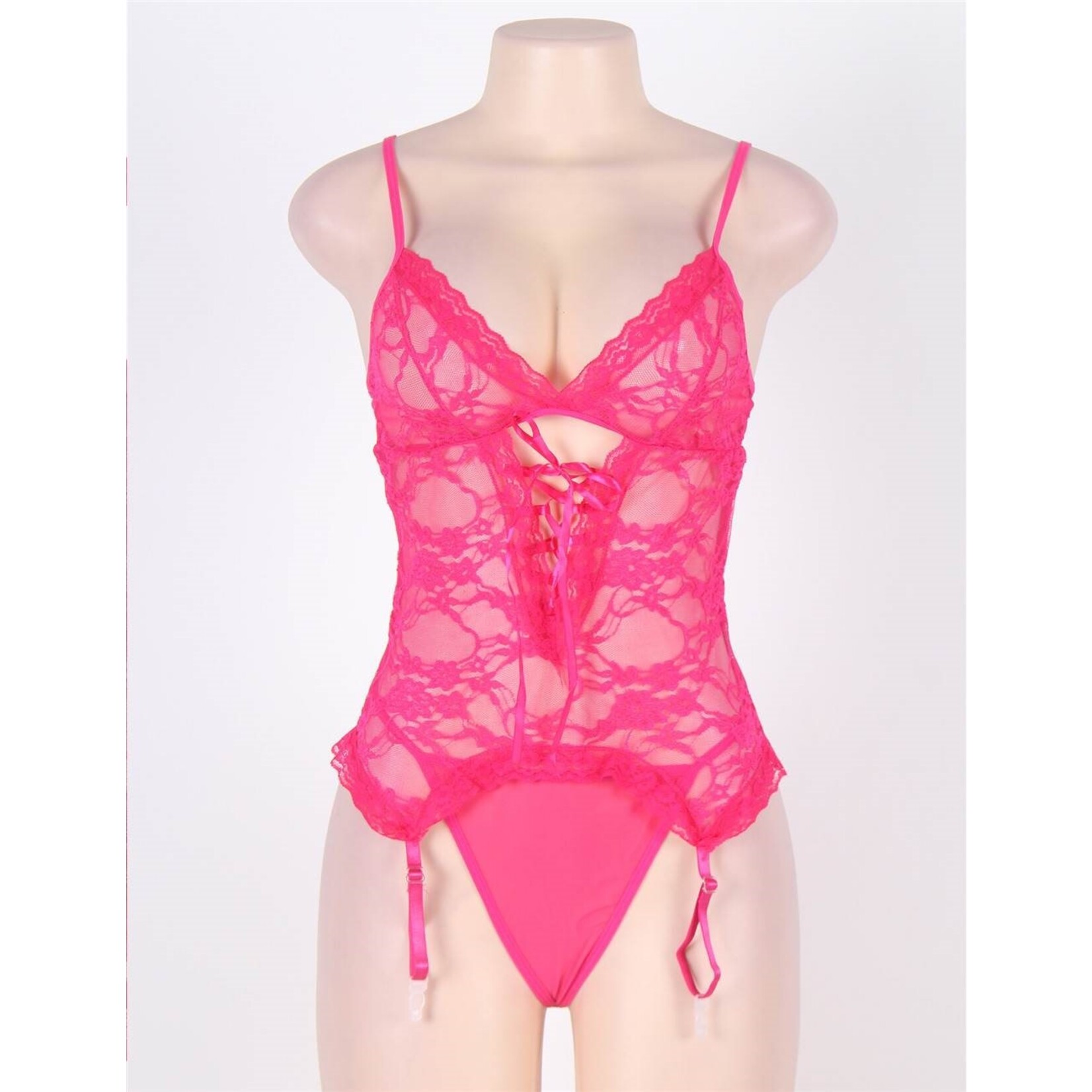 OH YEAH! -  PLUS SIZE ROSY OPEN BACK LACE TEDDY XL