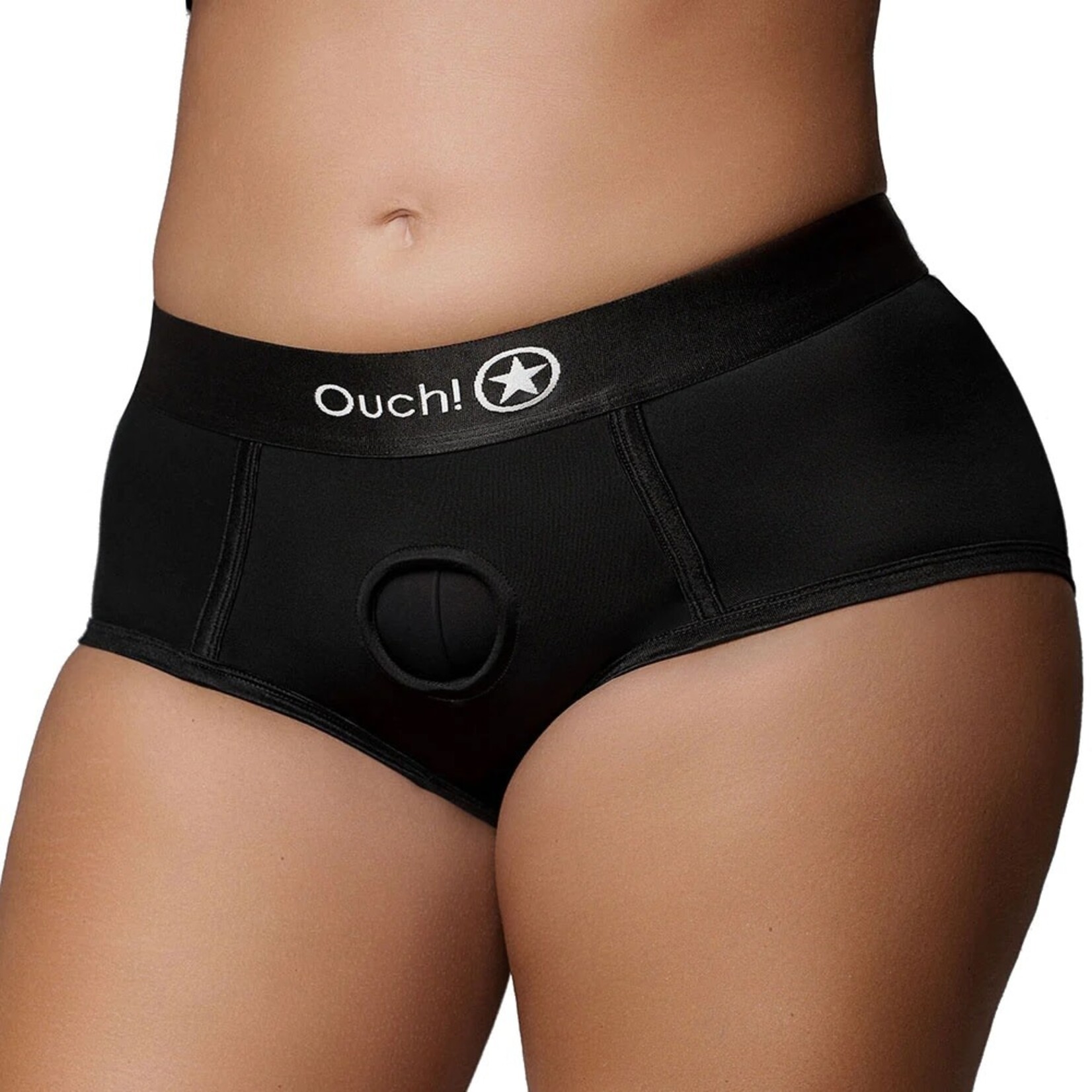 OUCH! OUCH! BLACK VIBRATING STRAP-ON BRIEF XS/S