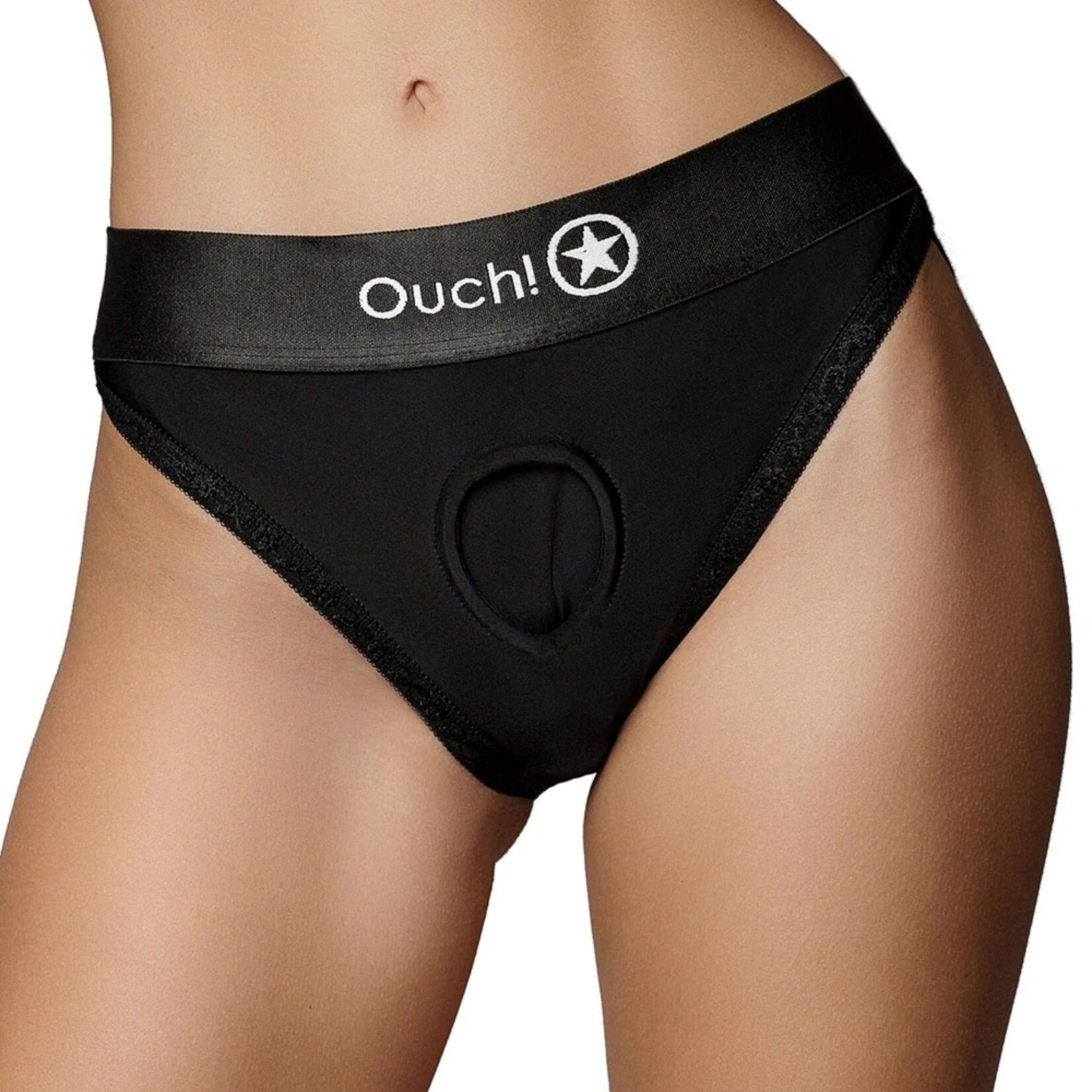 OUCH! OUCH! BLACK VIBRATING STRAP-ON HIPSTER M/L