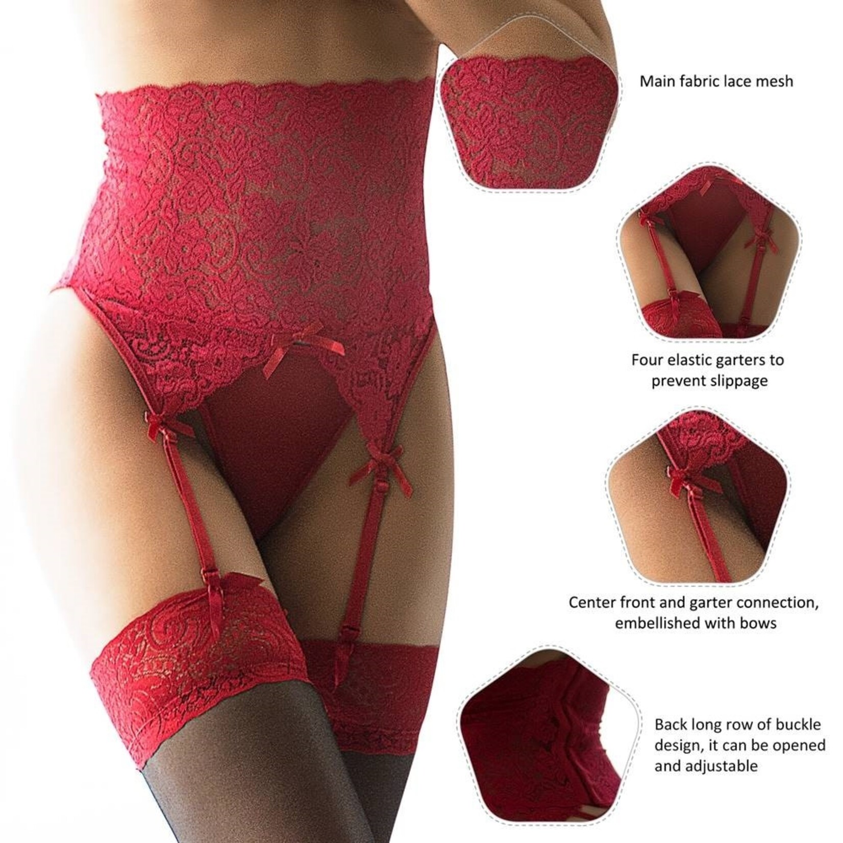 OH YEAH! -  RED SEXY LACE GARTER PANTY M-L