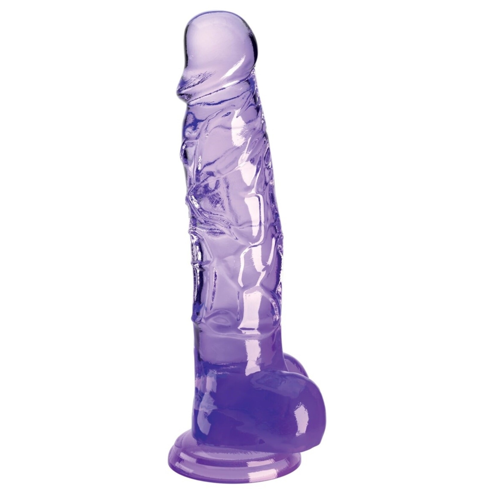 KING COCK KING COCK CLEAR 8" COCK WITH BALLS - PURPLE