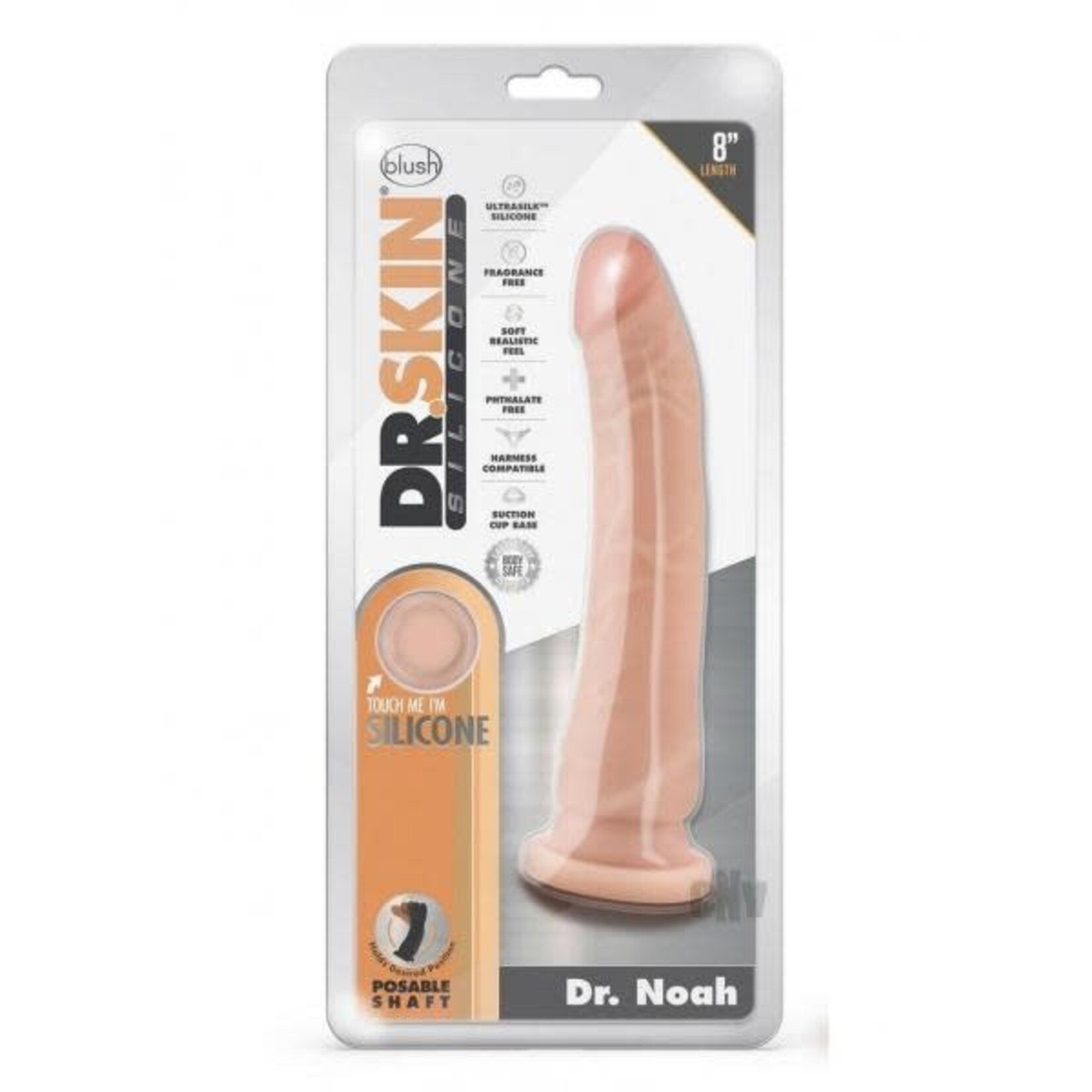 DR. SKIN BLUSH - DR. SKIN SILICONE - DR. NOAH - 8 INCH DONG WITH SUCTION CUP - VANILLA