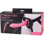 SEVEN CREATIONS 7" VIBRATING STRAP-ON & HARNESS - PINK