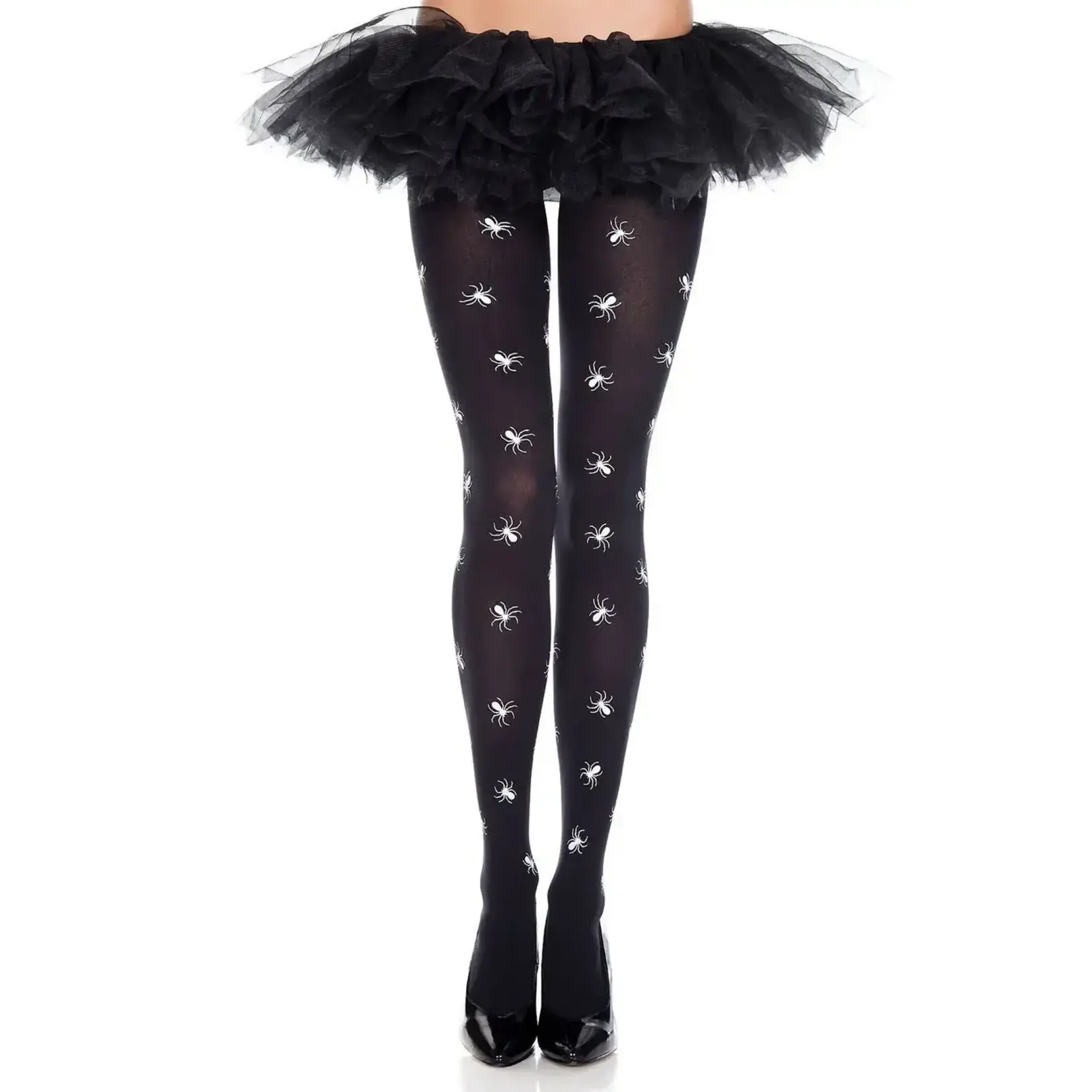 MUSIC LEGS MUSIC LEGS -  SPIDER PANTYHOSE BLACK-WHITE O/S