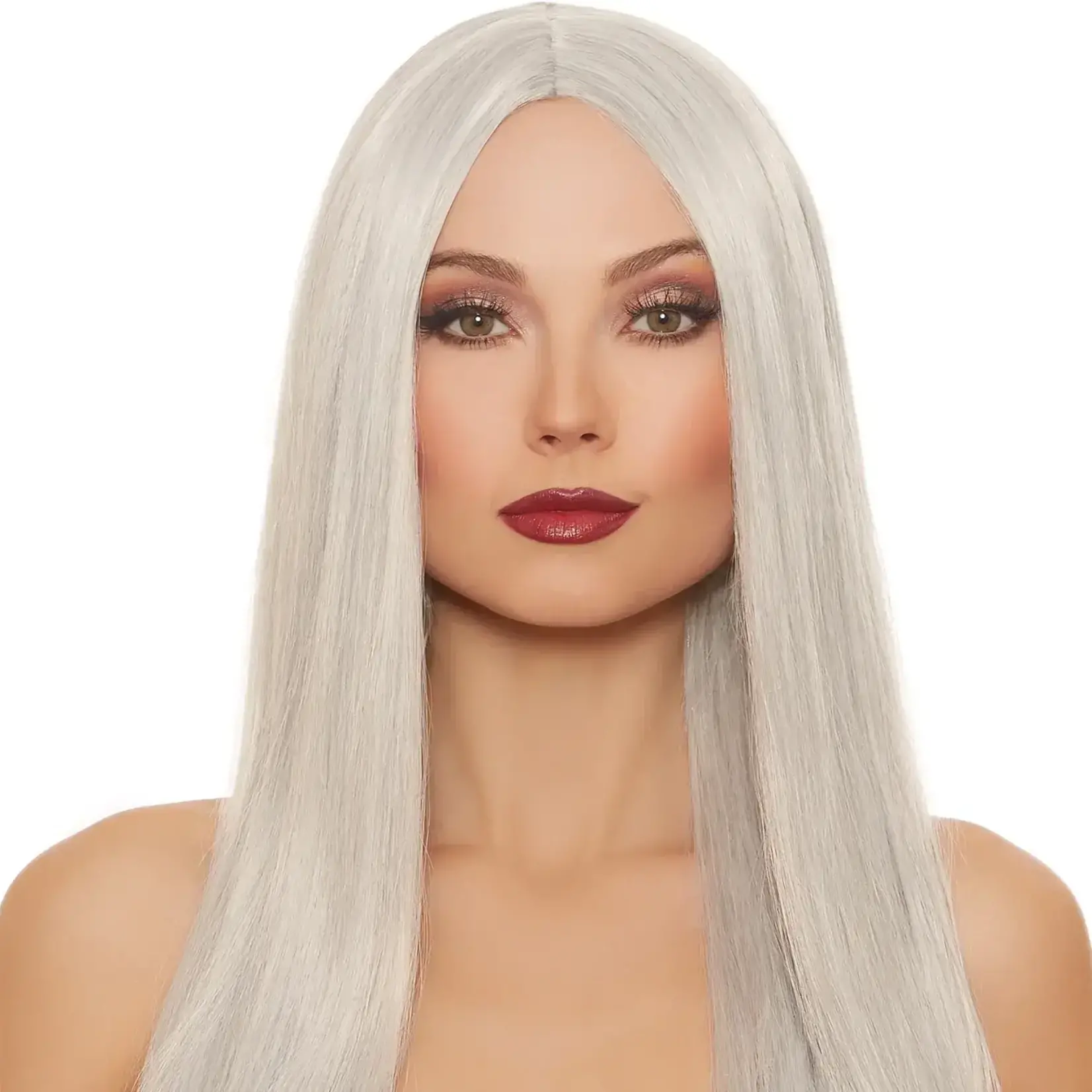 DREAMGIRL LINGERIE DREAMGIRL -  ADJUSTABLE EXTRA-LONG STRAIGHT WIG GREY-WHITE O/S