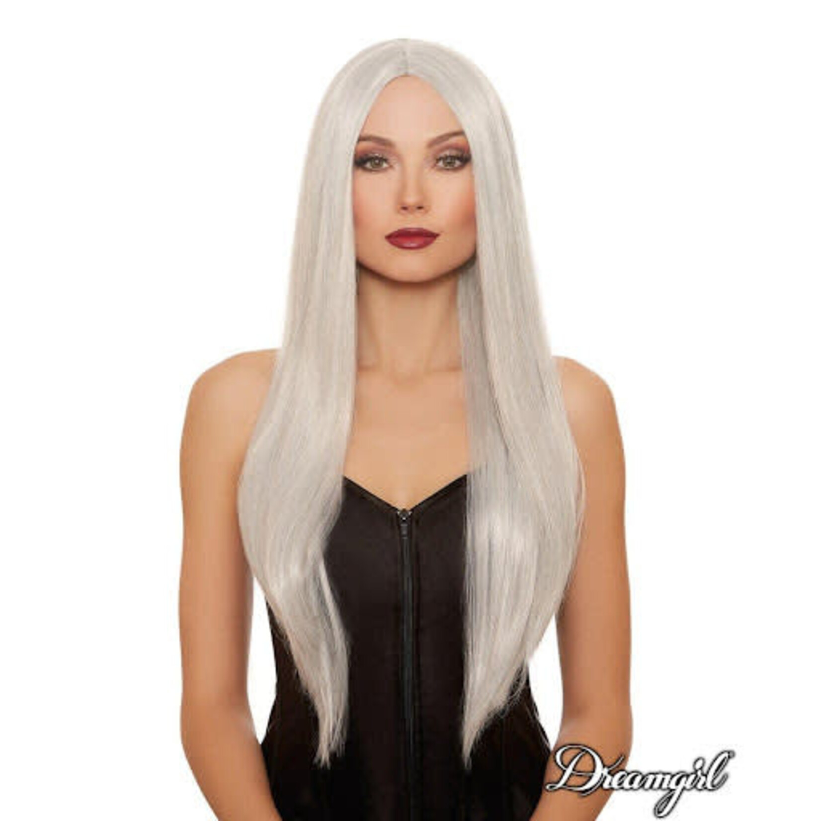 DREAMGIRL LINGERIE DREAMGIRL -  ADJUSTABLE EXTRA-LONG STRAIGHT WIG GREY-WHITE O/S