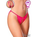 MAGIC SILK -  UV LACE FLUTTER THONG PINK S/M