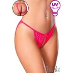 MAGIC SILK -  UV LACE FLUTTER THONG PINK L/XL