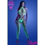 FANTASY LINGERIE FANTASY LINGERIE -  UV BIG NET BODYSTOCKING NEON GREEN O/S