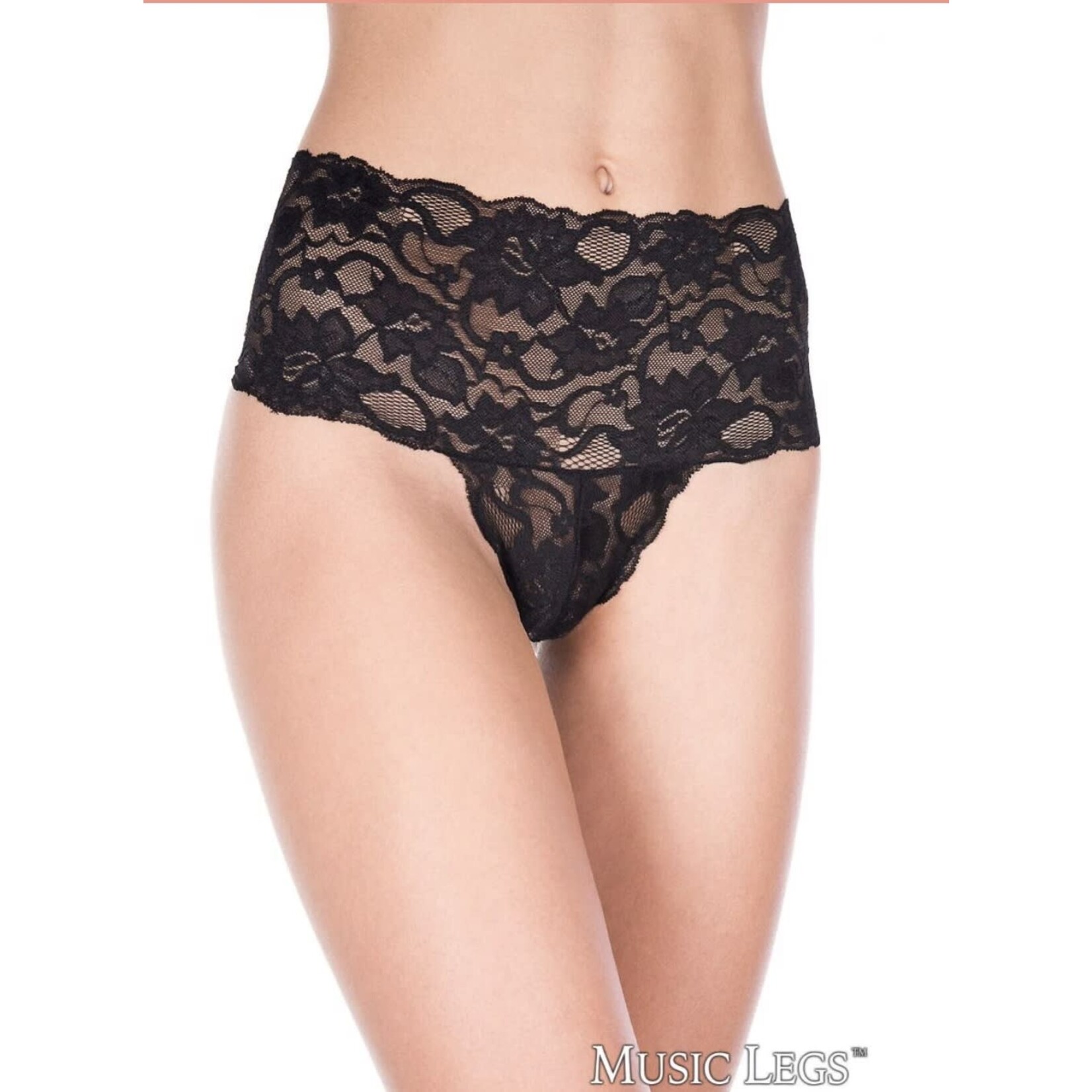 MUSIC LEGS MUSIC LEGS -  LACE PANTY BLACK S/M