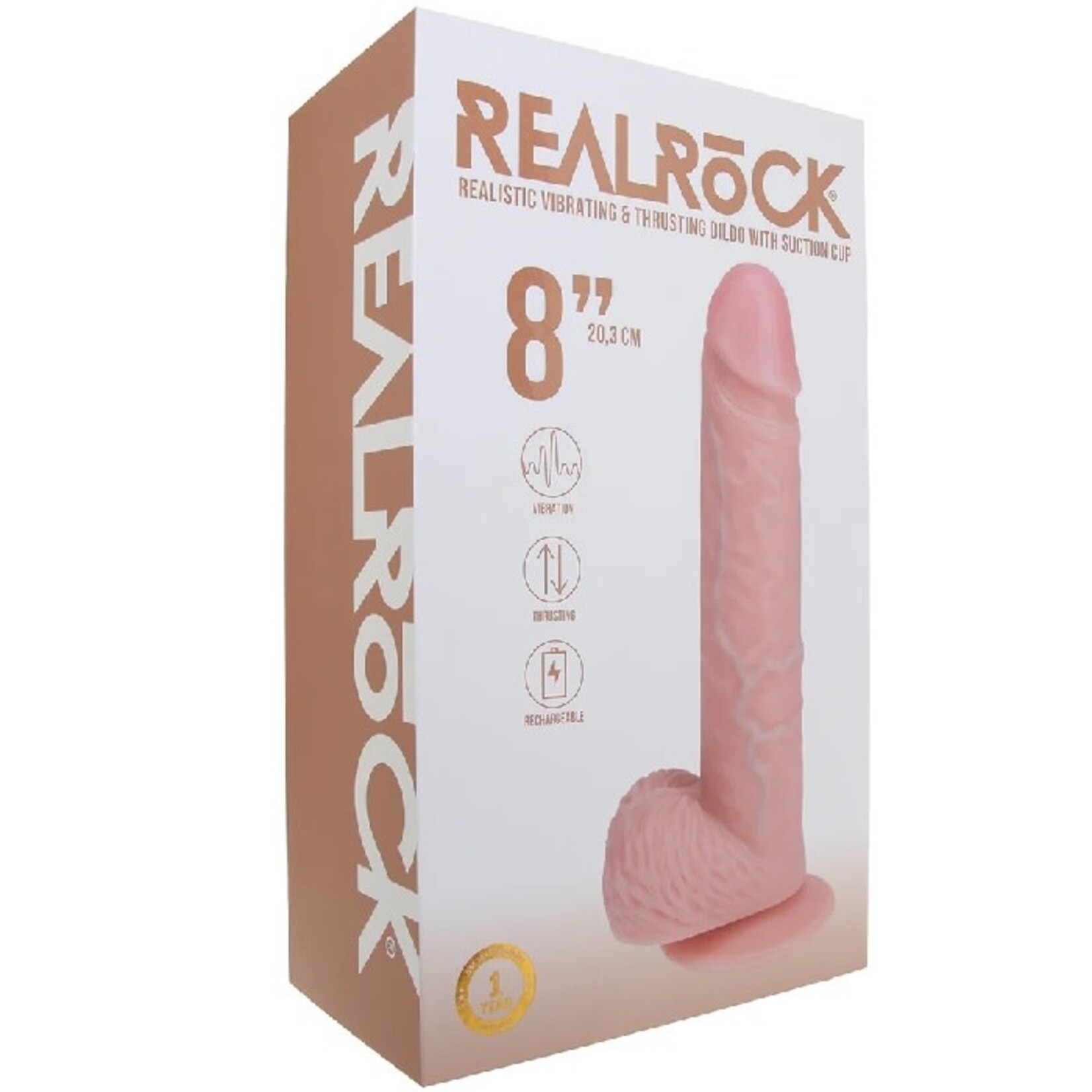 SHOTS REALROCK 8 INCH THRUSTING DILDO IN LIGHT