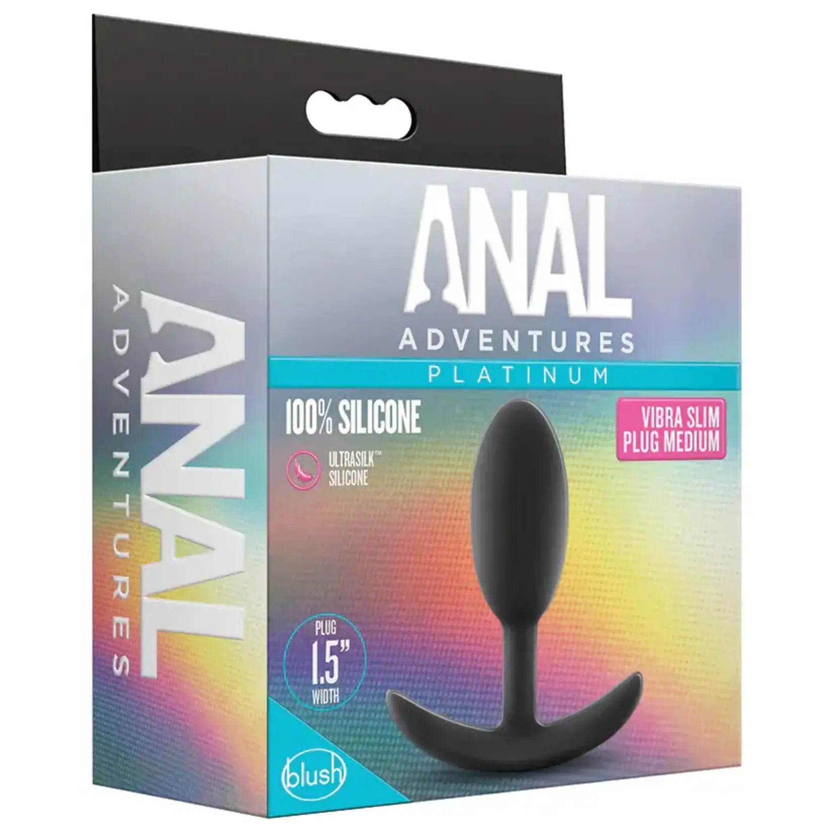 BLUSH BLUSH - ANAL ADVENTURES PLATINUM - SILICONE VIBRA SLIM PLUG - MEDIUM - BLACK