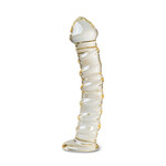 GOLDEN COLOR TEXTURED GLASS DILDO