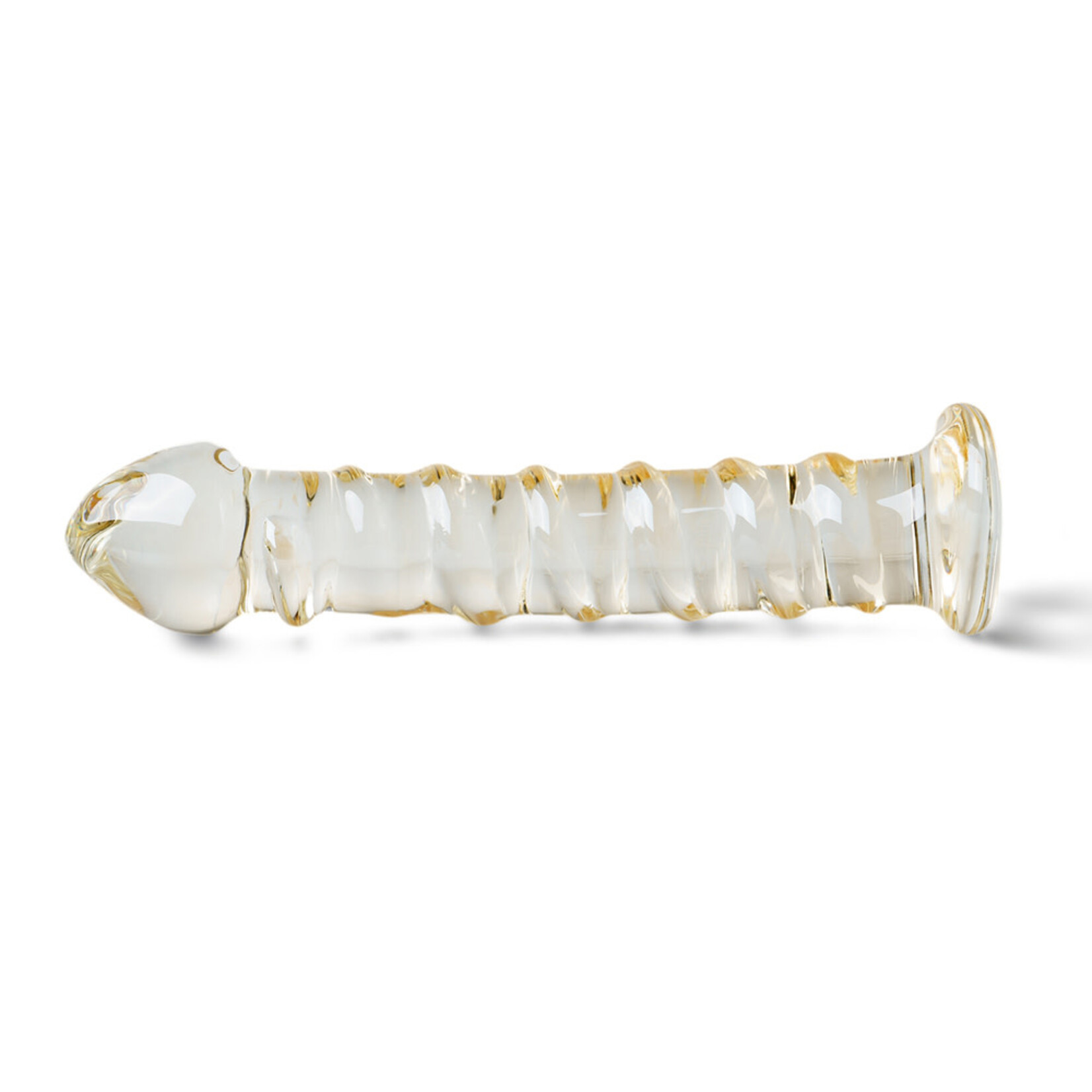 GOLDEN COLOR TEXTURED GLASS DILDO