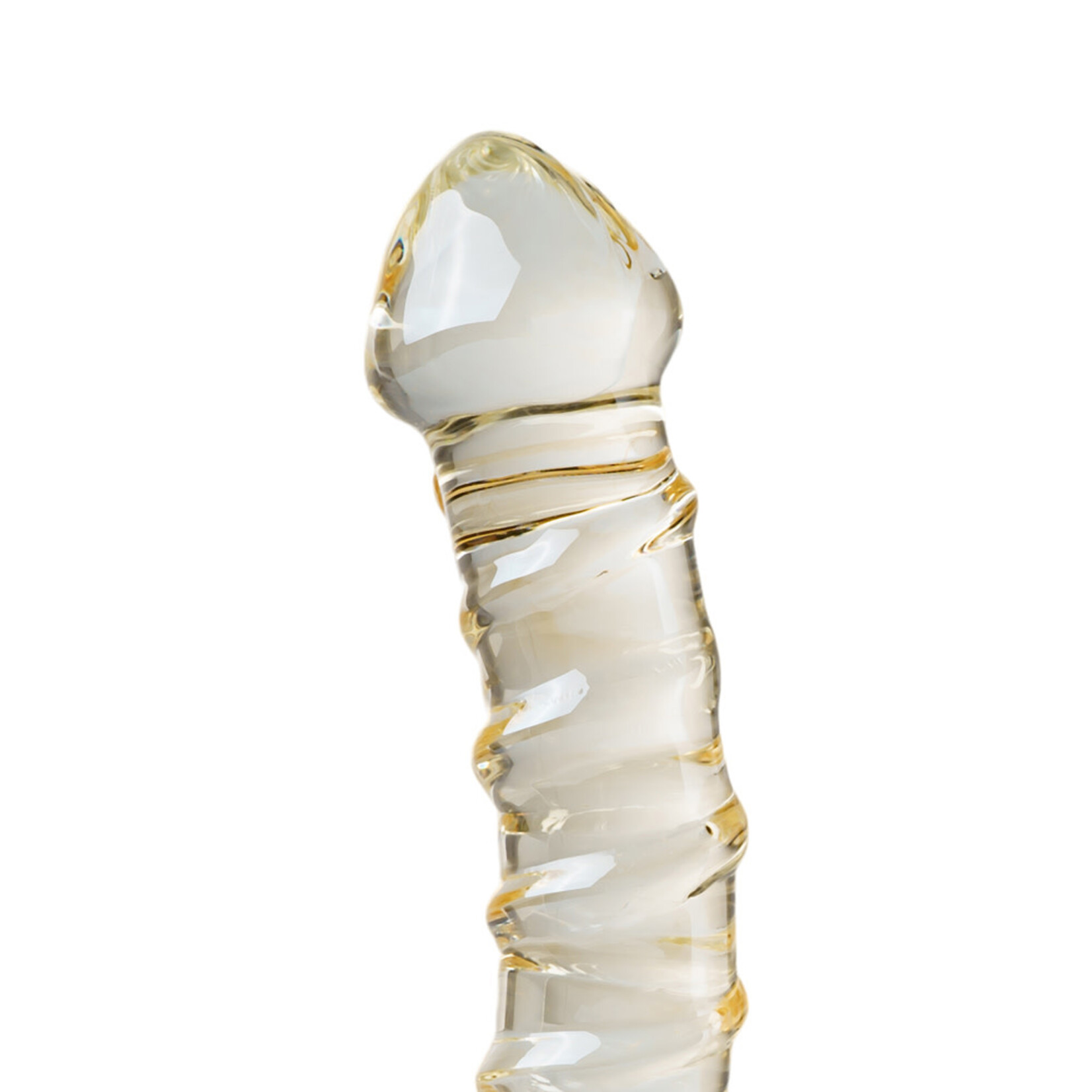 GOLDEN COLOR TEXTURED GLASS DILDO