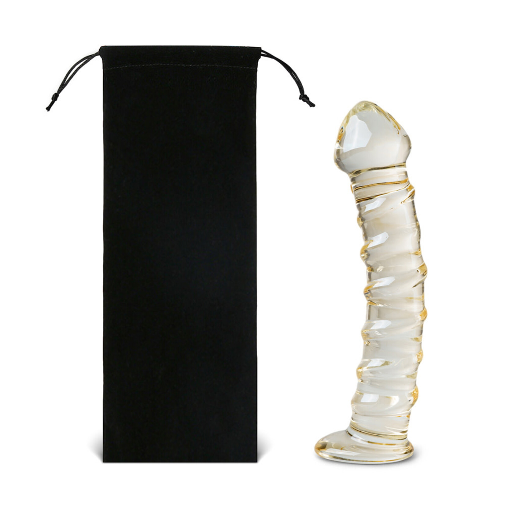 GOLDEN COLOR TEXTURED GLASS DILDO