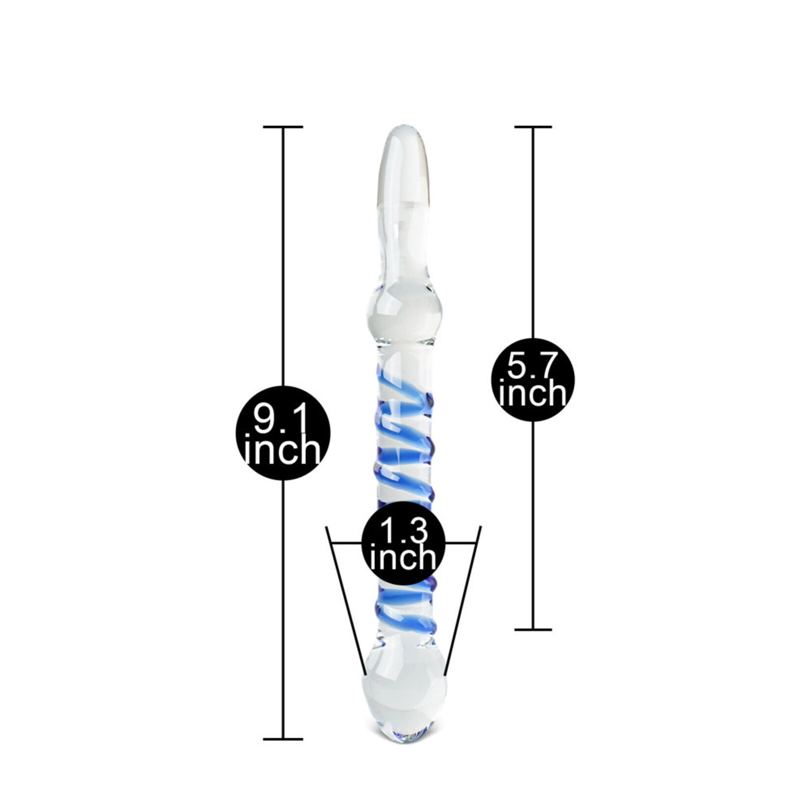 BLUE SWIRL GLASS DILDO 23.5 CM