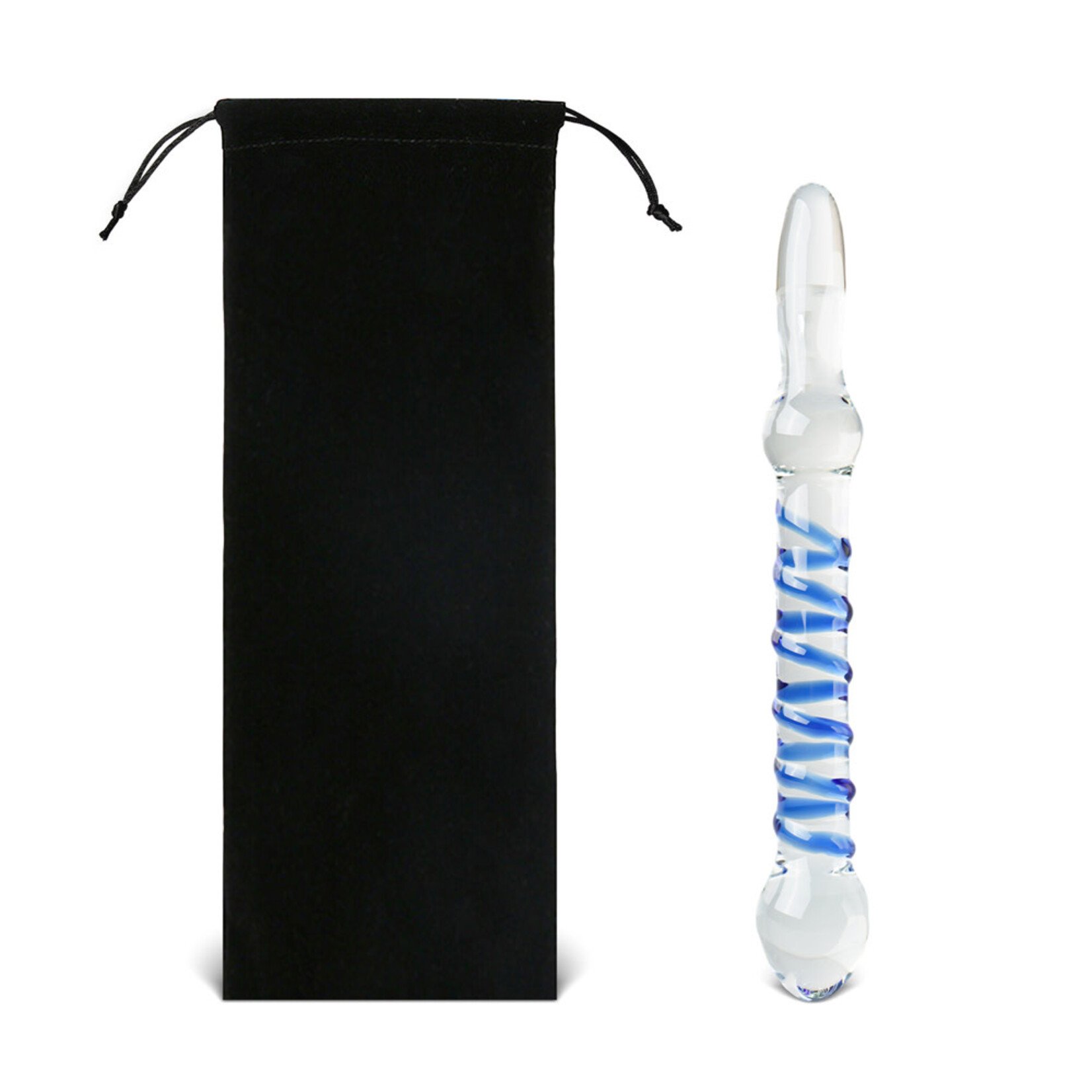 BLUE SWIRL GLASS DILDO 23.5 CM