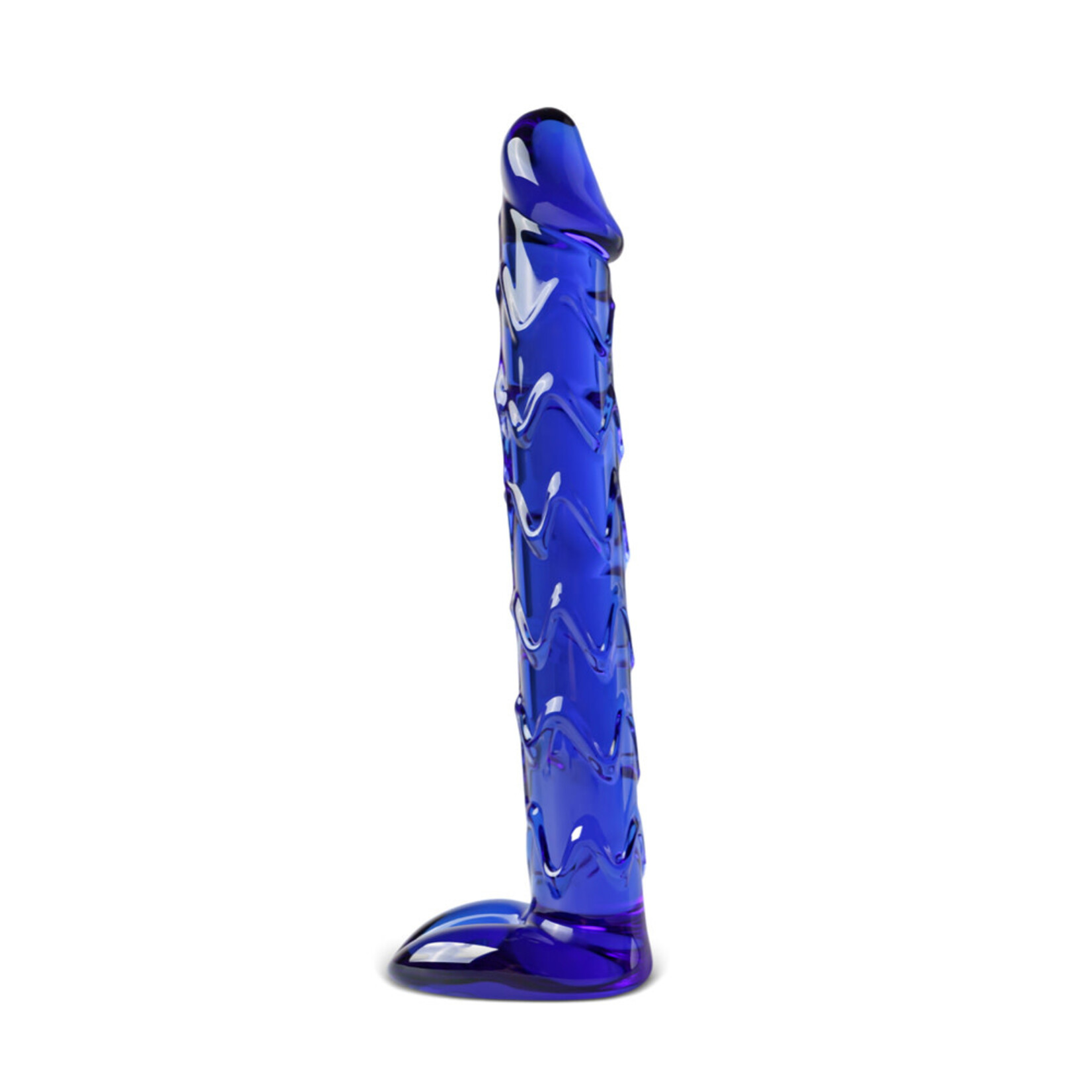 BLUE GLASS DILDO 19 CM