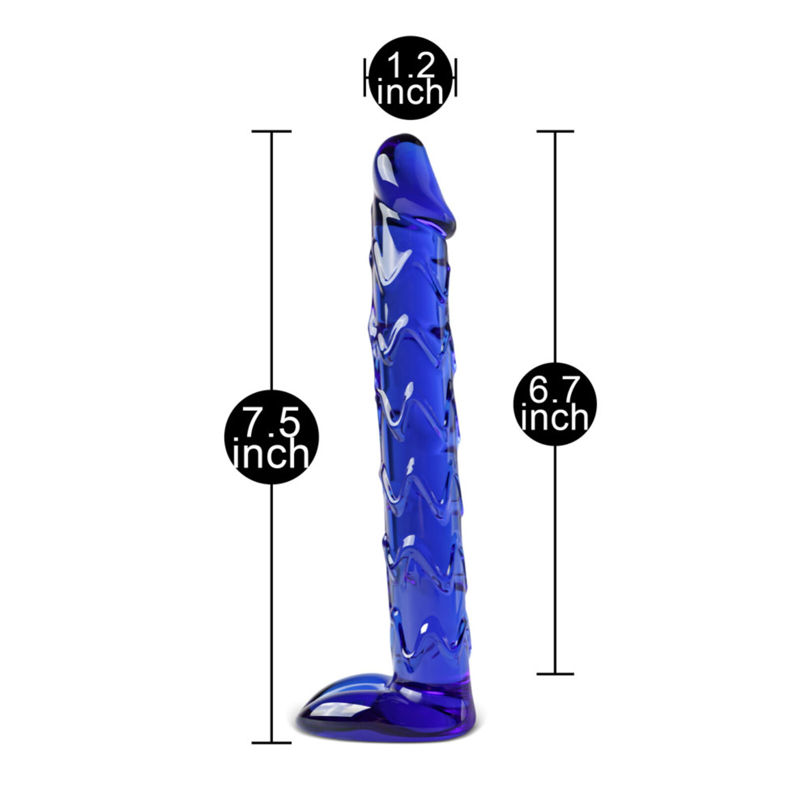 BLUE GLASS DILDO 19 CM