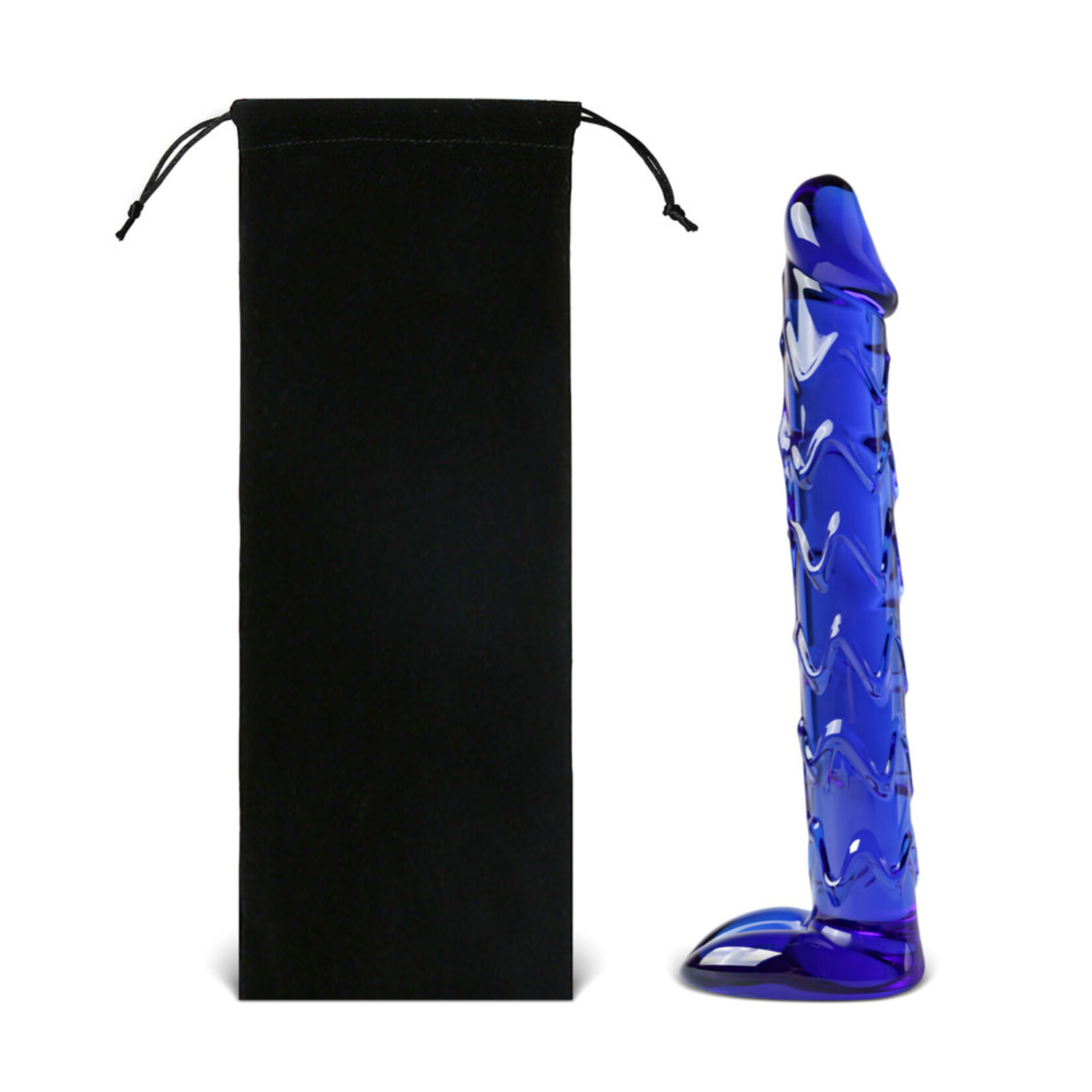 BLUE GLASS DILDO 19 CM