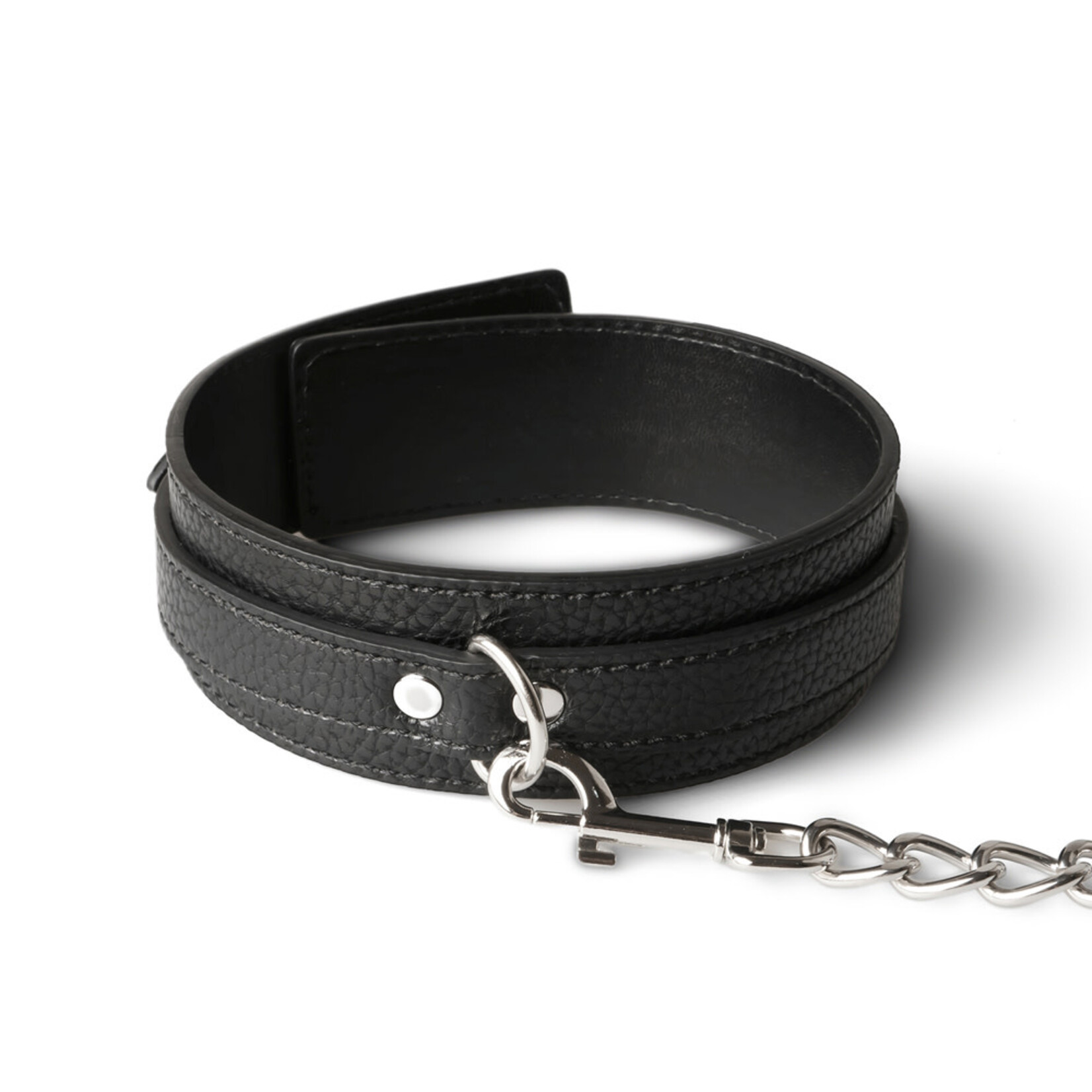 BLACK BONDAGE COLLAR WITH LEAD