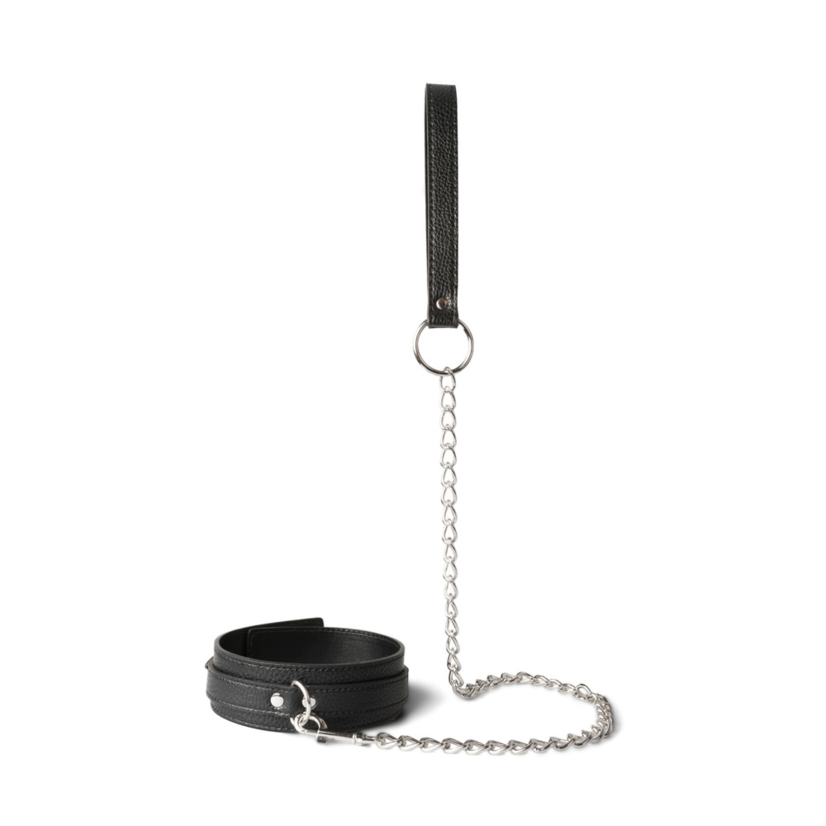 BLACK BONDAGE COLLAR WITH LEAD