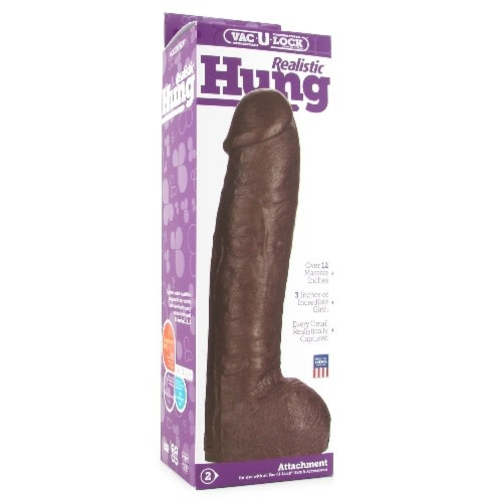 DOC JOHNSON HUNG 12.5 INCH VAC-U-LOCK DILDO IN BROWN