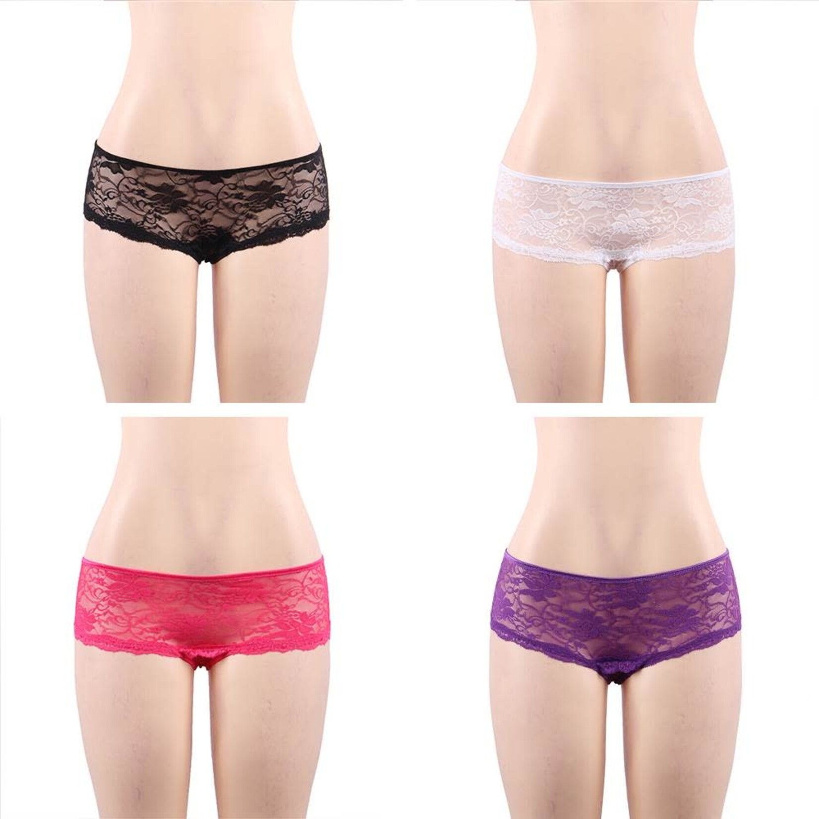OH YEAH! -  OPEN CROTCH FLORAL LACE PANTY 4IN1 BOX AS SHOWN M-L