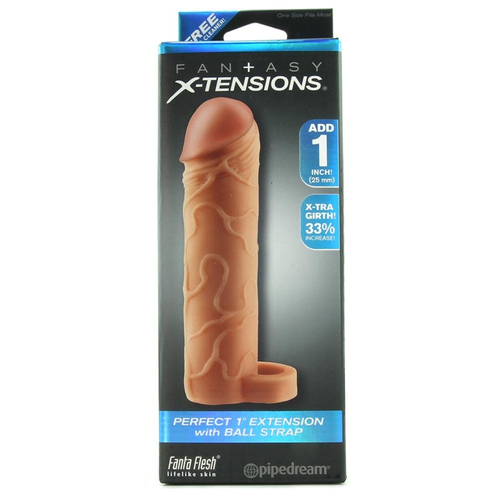 PIPEDREAM FANTASY X-TENSIONS PERFECT 1" EXTENSION WITH BALL STRAP - LIGHT