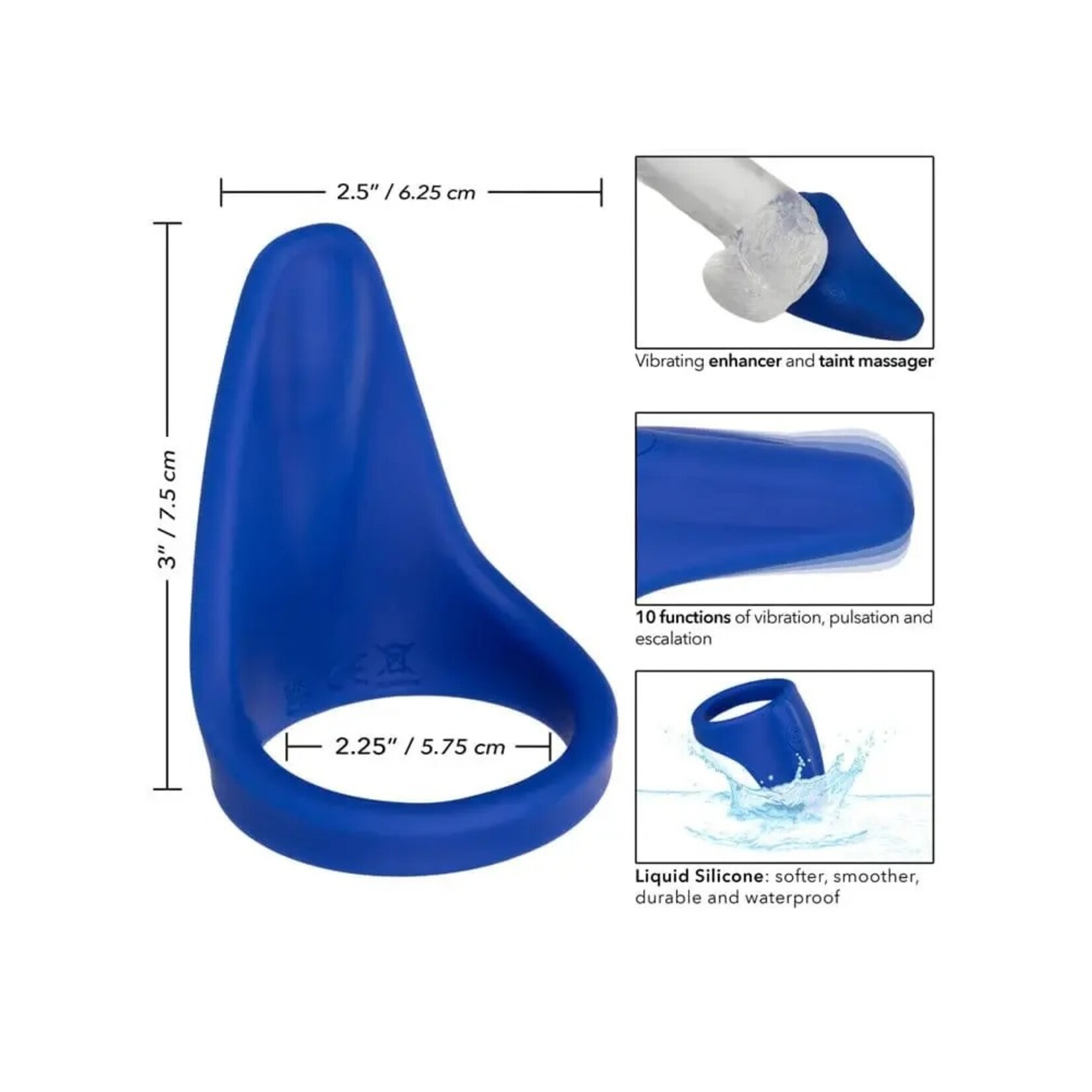 CALEXOTICS ADMIRAL LIQUID SILICONE VIBRATING PERINEUM MASSAGER & RING