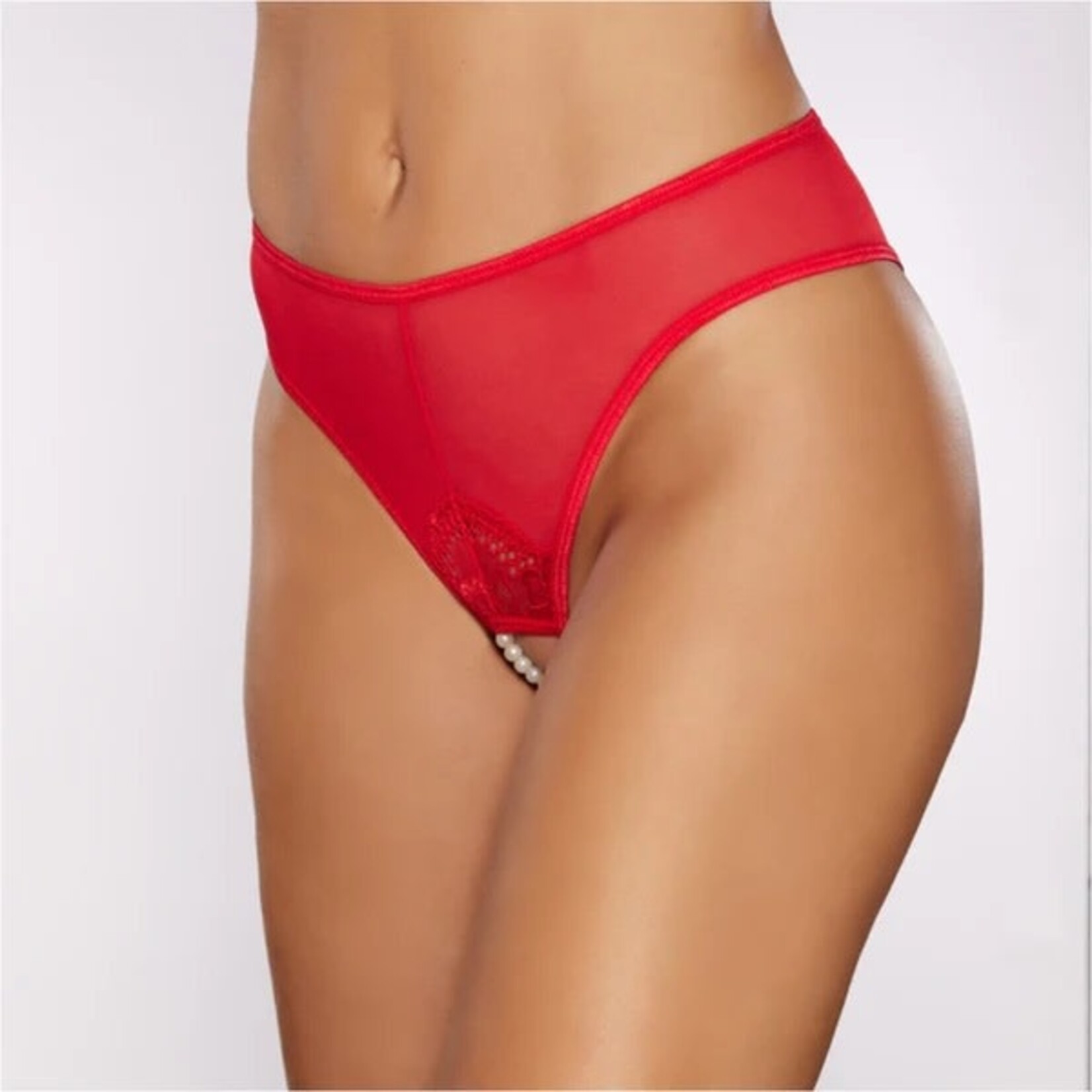 ALLURE ALLURE BLUSHING PEARL THONG - RED - ONE SIZE FITS MOST