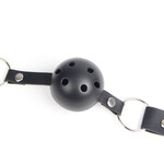 OH YEAH! -  BLACK LEATHER BDSM BREATHABLE MOUTH GAG MATERIAL:PP+PU BLACK