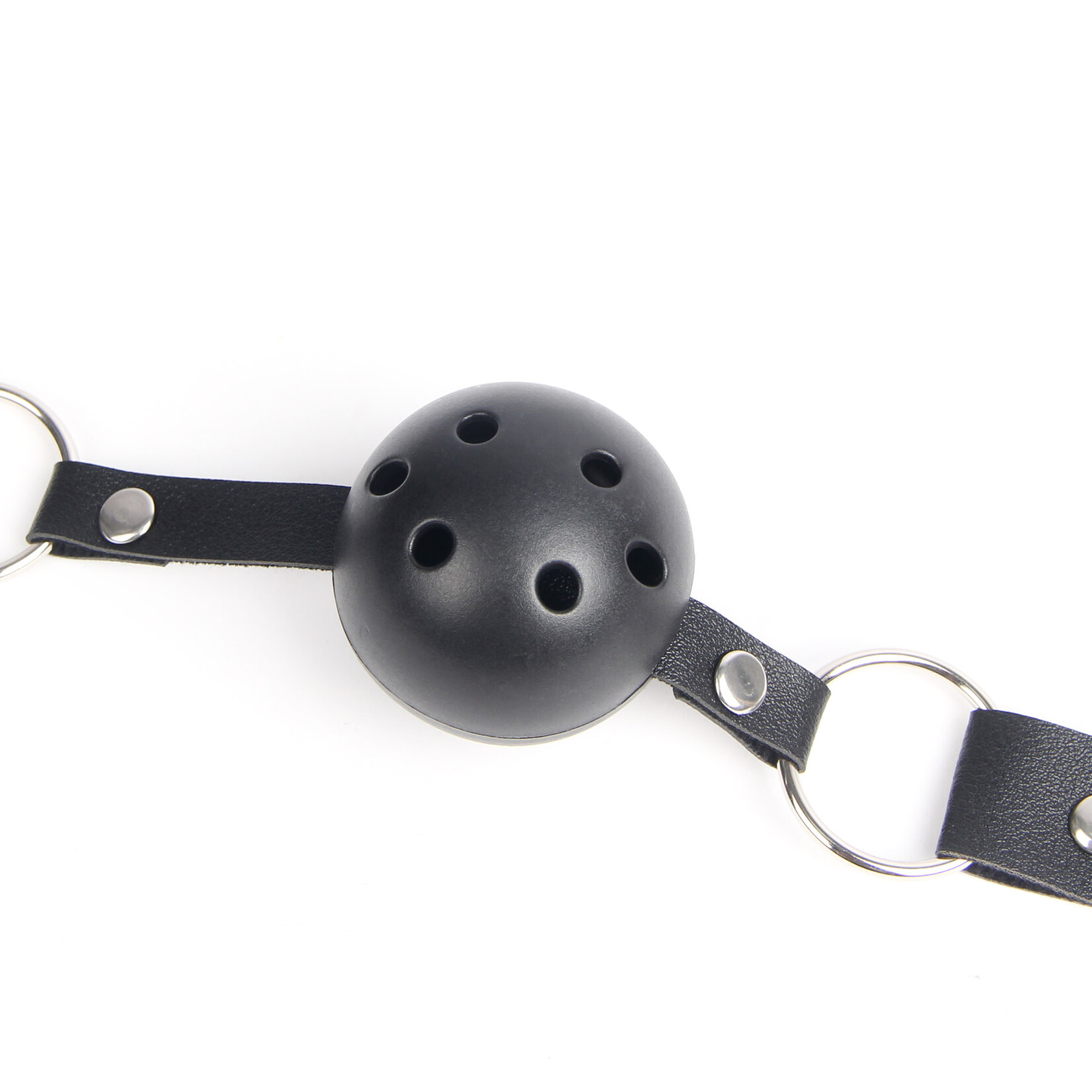 OH YEAH! -  BLACK LEATHER BDSM BREATHABLE MOUTH GAG MATERIAL:PP+PU BLACK