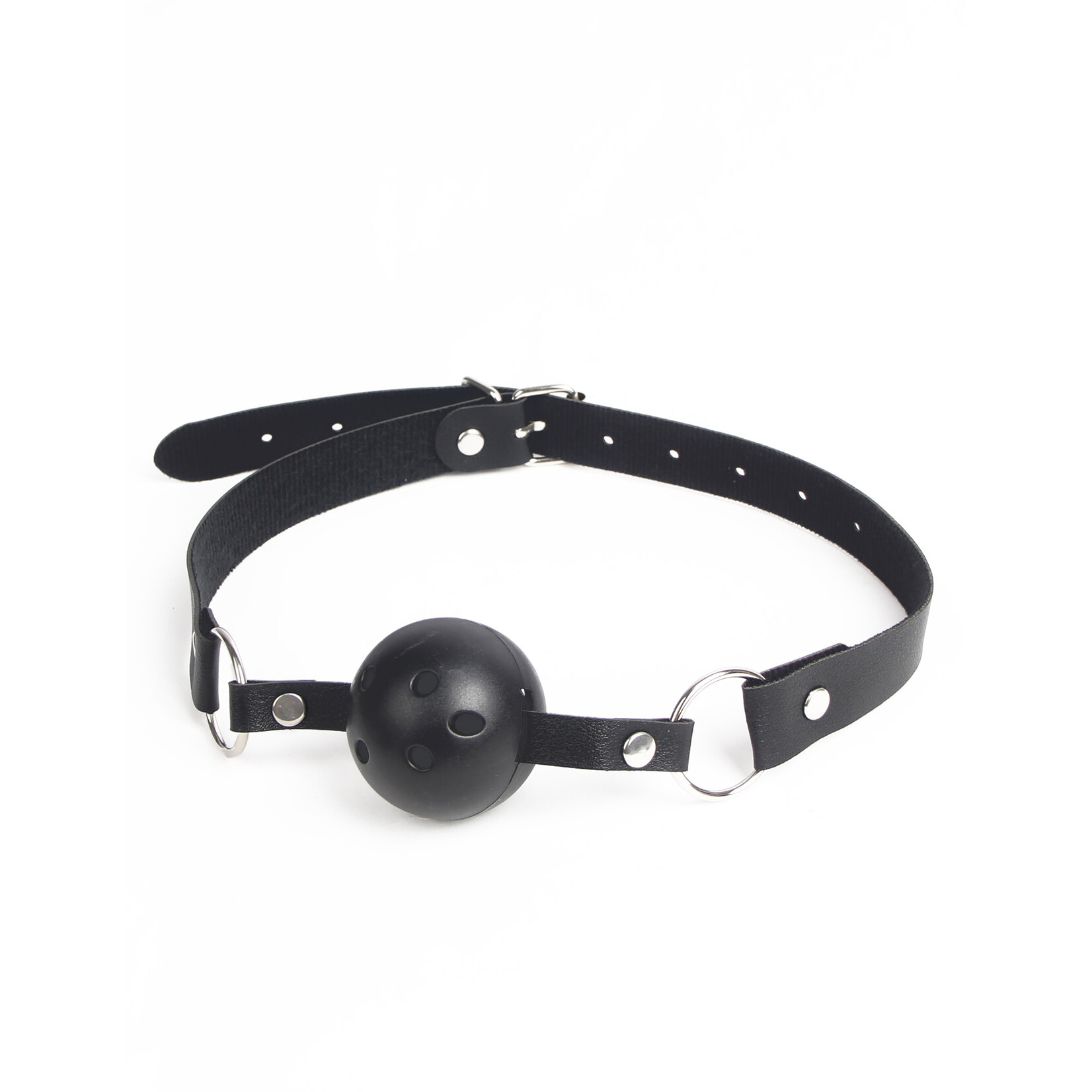OH YEAH! -  BLACK LEATHER BDSM BREATHABLE MOUTH GAG MATERIAL:PP+PU BLACK