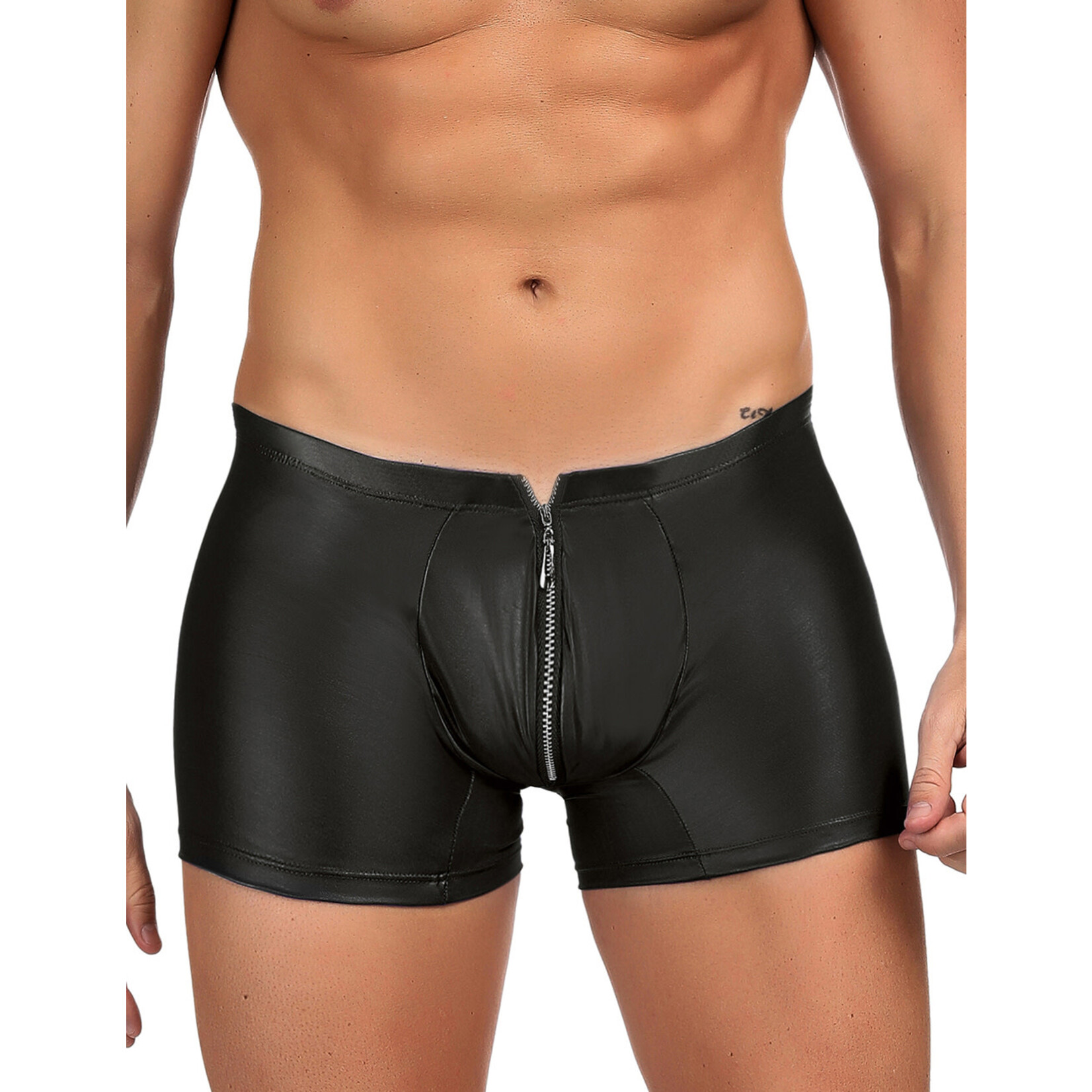 OH YEAH! -  BLACK SEXY PU MEN UNDERWEAR WITH ZIPPER BLACK XL