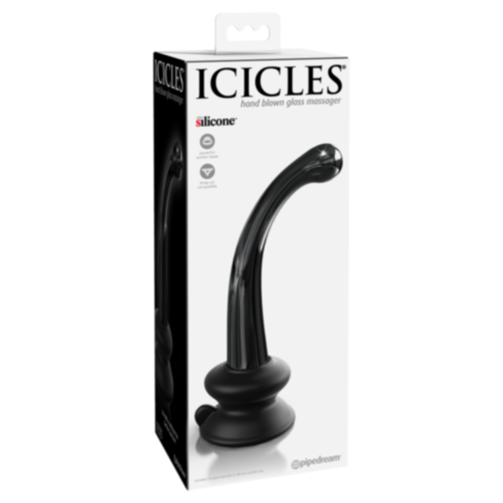 PIPEDREAM ICICLES NO. 87 GLASS DILDO IN BLACK