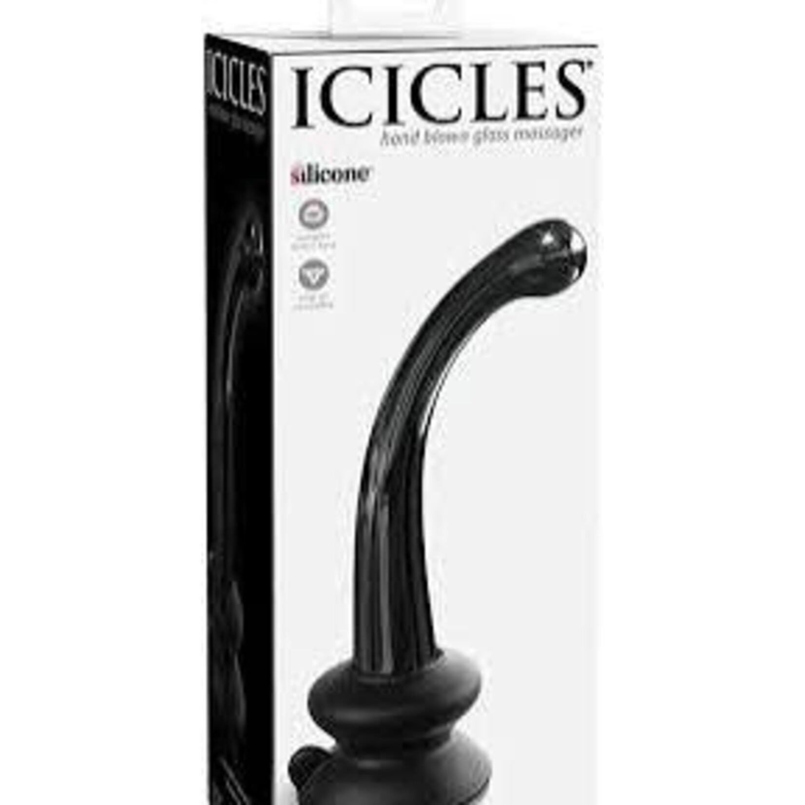 PIPEDREAM ICICLES NO. 87 GLASS DILDO IN BLACK