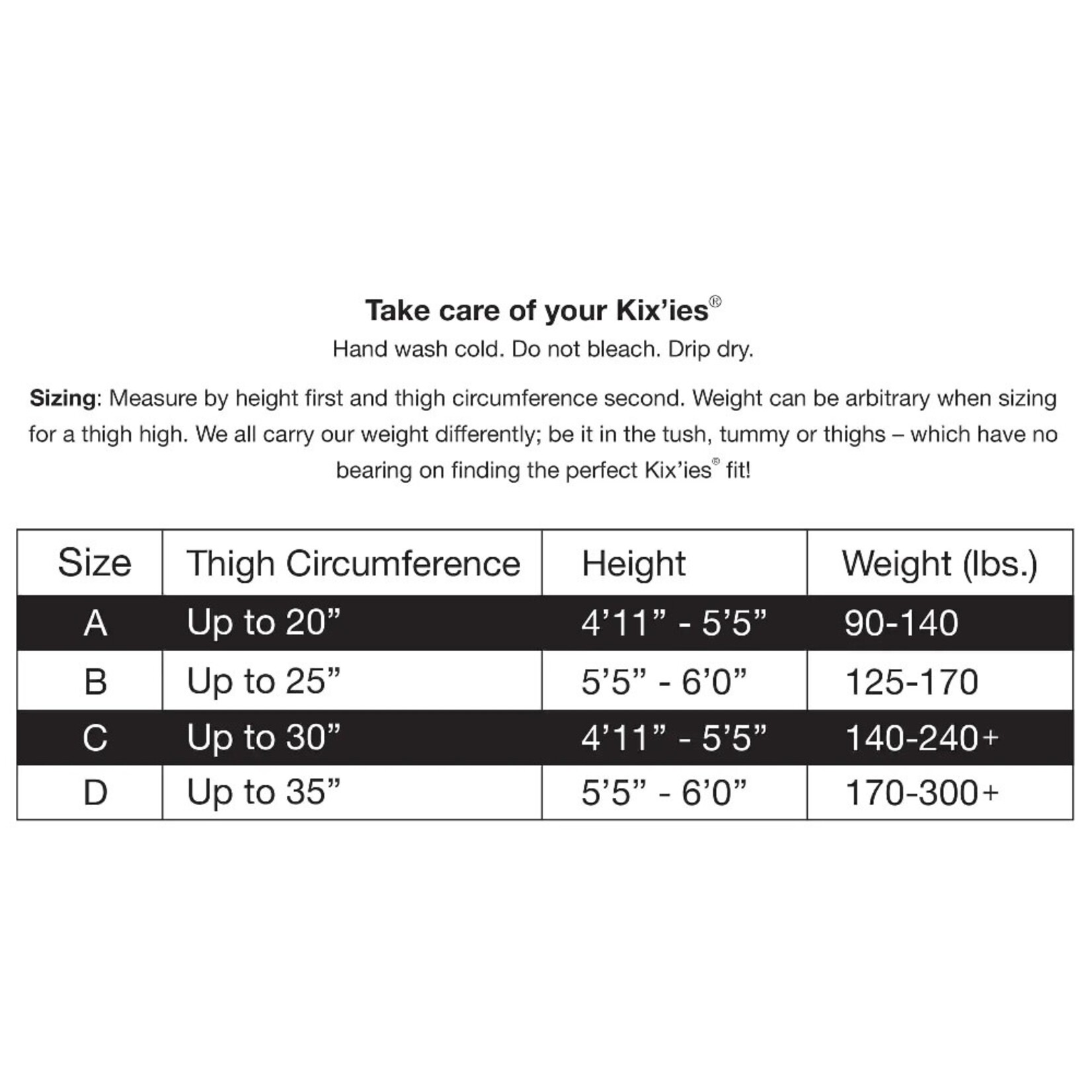 KIX' IES -  LINDSAY FOOTLESS THIGH HIGH BLACK SIZE B