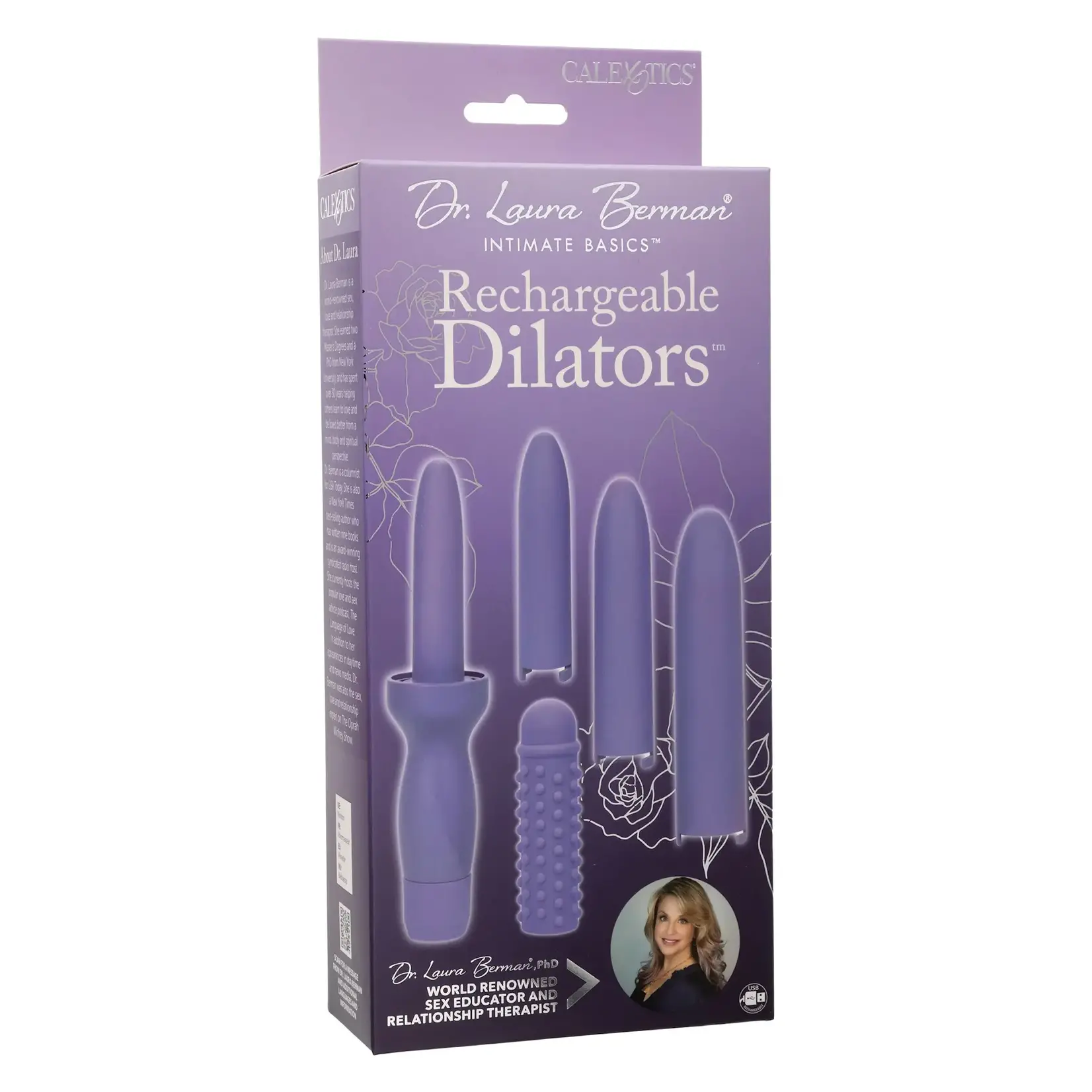 CALEXOTICS DR. LAURA BERMAN RECHARGEABLE DILATORS SET OF 4 LOCKING SIZES PLUS SLEEVE