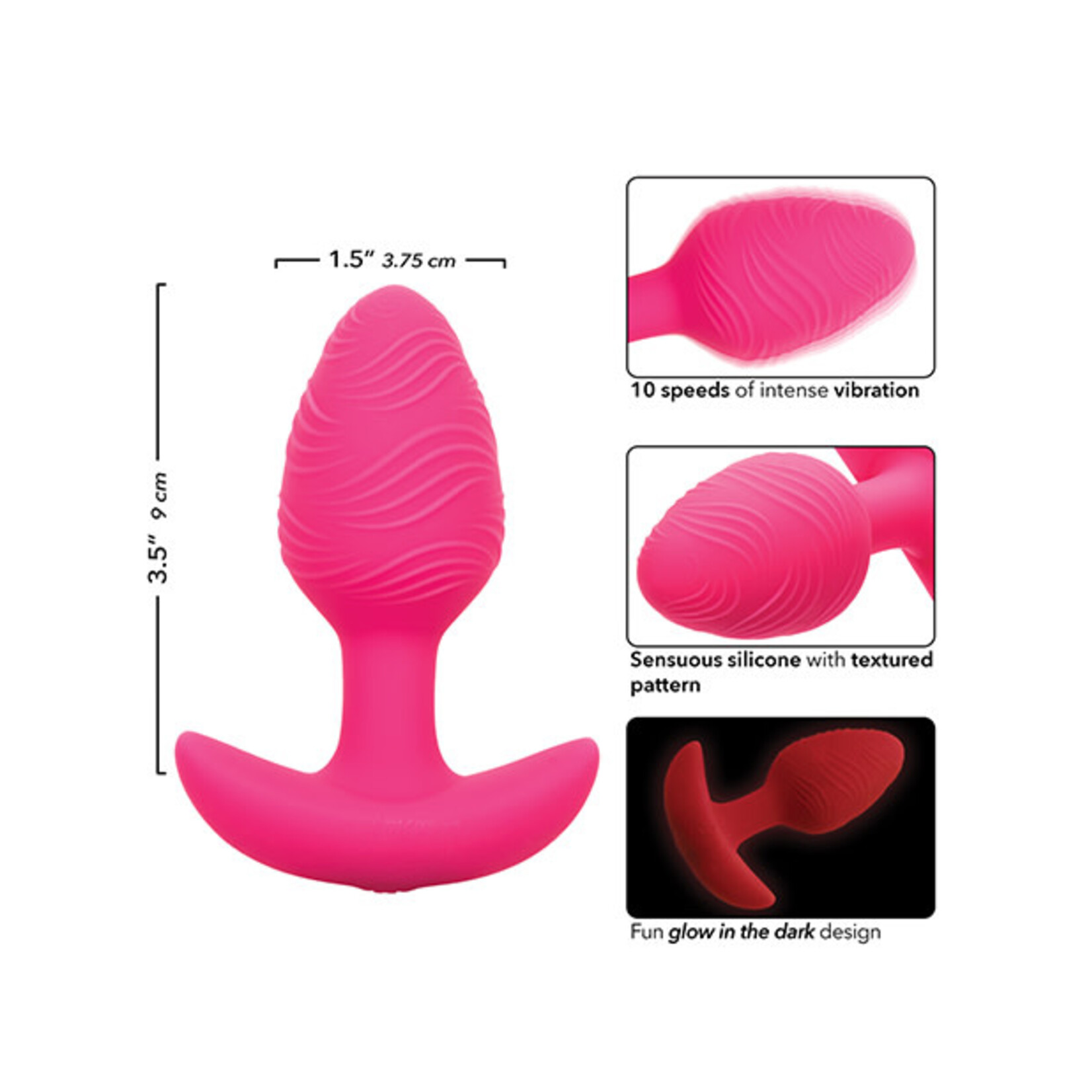 CALEXOTICS CHEEKY VIBRATING GLOW-IN-THE-DARK BUTT PLUG