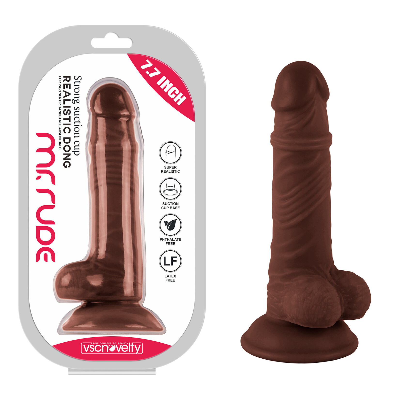 MR. RUDE 7.7" REALISTIC DONG BROWN