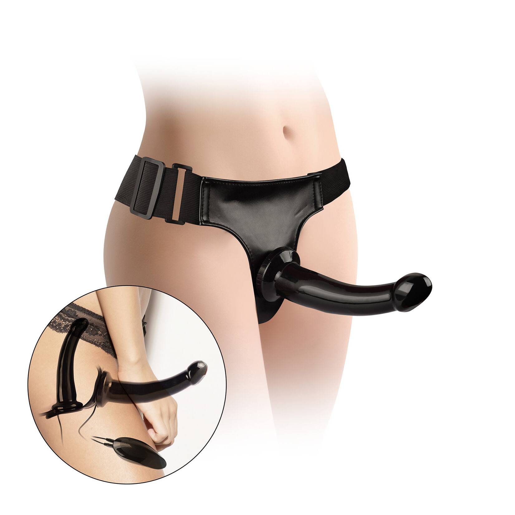 BLACK MAGIC UNISEX VIBRATING STRAP-ON DILDO