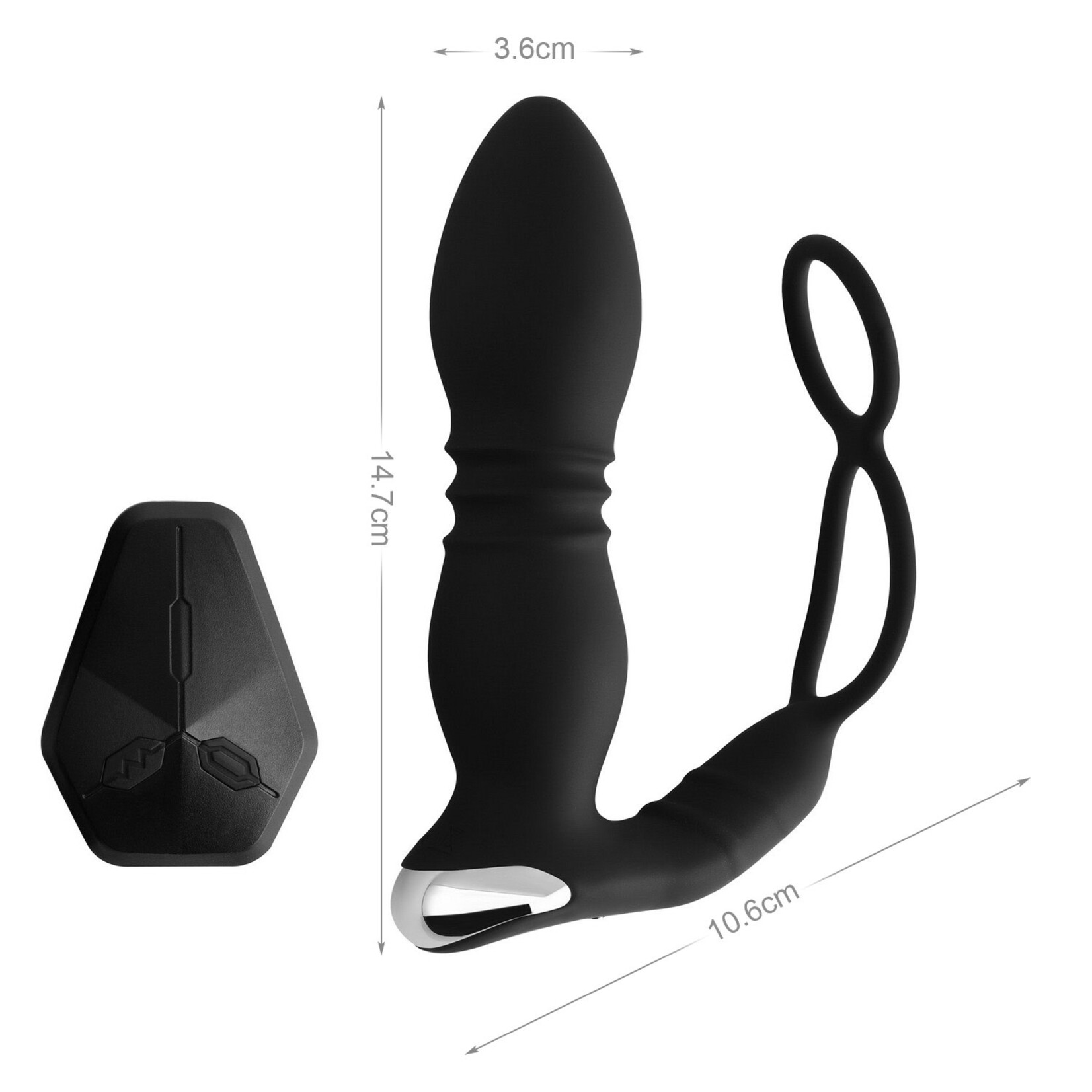 FERVENT REMOTE CONTROL THRUSTING PROSTATE MASSAGER WITH DOUBLE COCK RING